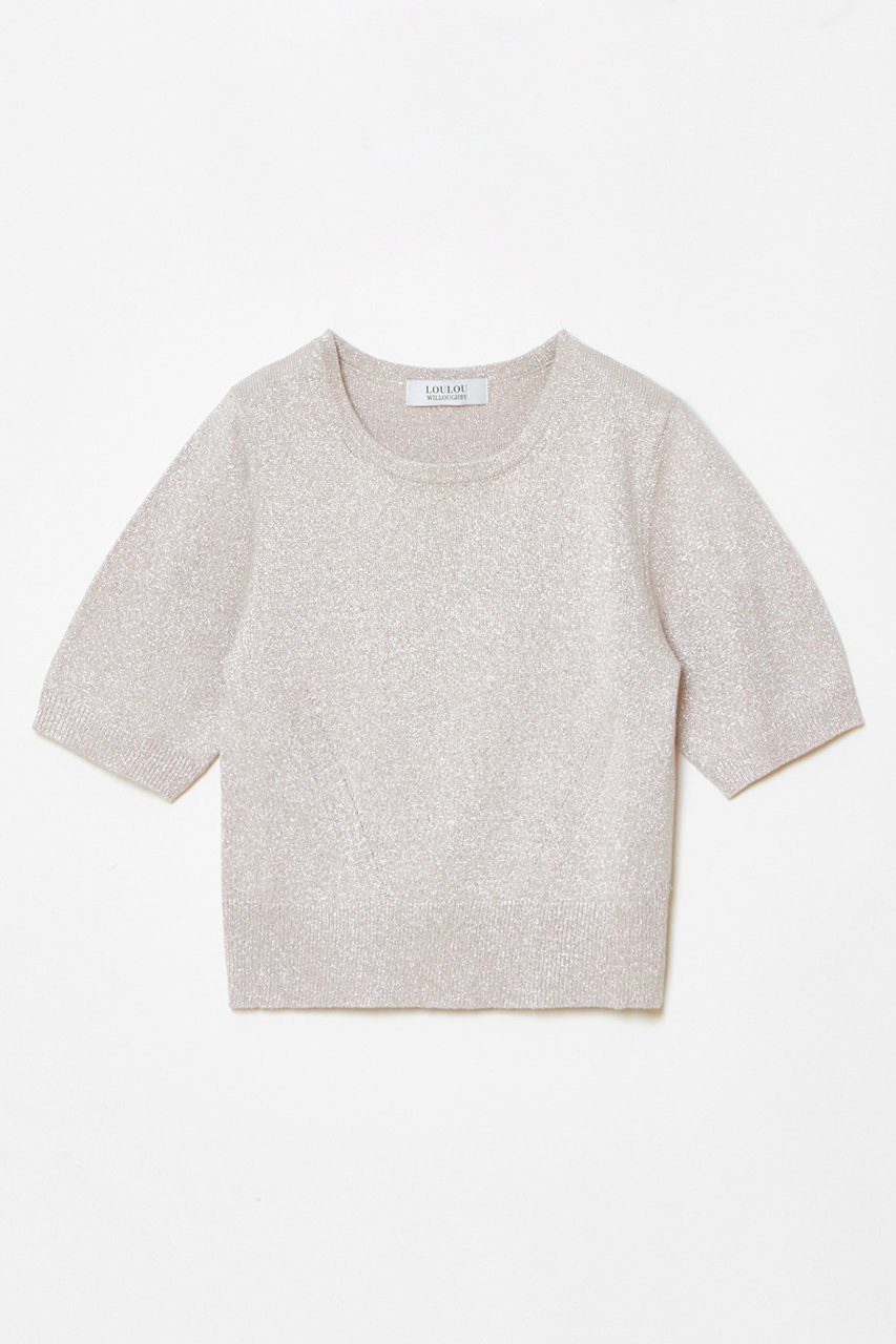 【アルアバイル/allureville】の【LOULOU WILLOUGHBY】ラメメランジェプルオーバー インテリア・キッズ・メンズ・レディースファッション・服の通販 founy(ファニー) 　ファッション　Fashion　レディースファッション　Fashion for Women　トップス・カットソー　Cut & Sew Tops　ニット　Knit Tops & Sweaters　カジュアルプルオーバー・ニットトップス　Pullovers & Knit Tops / Casual Pullovers　アンサンブル　Ensemble Set　カーディガン　Cardigan, Knitwear　コンパクト　Compact, Small Size　エレガント 上品　Elegant　再入荷　Restock / Back in Stock　半袖　Short Sleeve, Half Sleeve　ピンク|ID: prp329100004309765 ipo3291000000032705688