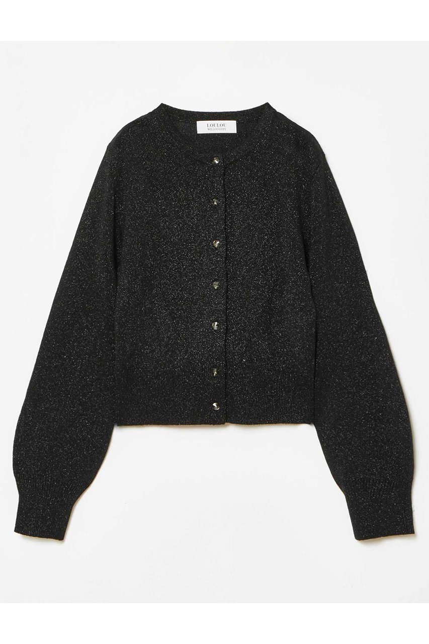 【アルアバイル/allureville】の【LOULOU WILLOUGHBY】ラメメランジェカーディガン インテリア・キッズ・メンズ・レディースファッション・服の通販 founy(ファニー) 　ファッション　Fashion　レディースファッション　Fashion for Women　トップス・カットソー　Cut & Sew Tops　ニット　Knit Tops & Sweaters　カーディガン・羽織り　Layered Style Cardigans　おすすめ　Recommended / Our Picks　アンサンブル　Ensemble Set　カーディガン　Cardigan, Knitwear　コンパクト　Compact, Small Size　フロント　Front, Front Design　エレガント 上品　Elegant　再入荷　Restock / Back in Stock　半袖　Short Sleeve, Half Sleeve　ブラック|ID: prp329100004309766 ipo3291000000032705704