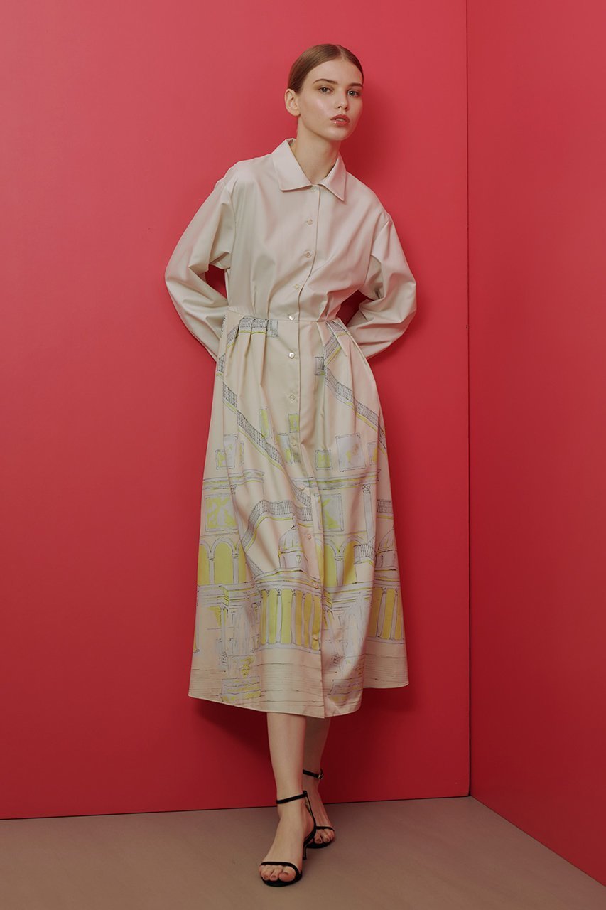 【アルアバイル/allureville】の【LOULOU WILLOUGHBY】カテドラルプリントワンピース 人気、トレンドファッション・服の通販 founy(ファニー) 　ファッション　Fashion　レディースファッション　WOMEN　ワンピース　Dress　チュニック　Tunic　タフタ　Taffeta　チュニック　Tunic　フィット　Fit　プリント　Print　モダン　Modern　モチーフ　Motif　ロング　Long　手描き　Hand Drawn　無地　Plain Color　other-5|ID: prp329100004309767 ipo3291000000031367176