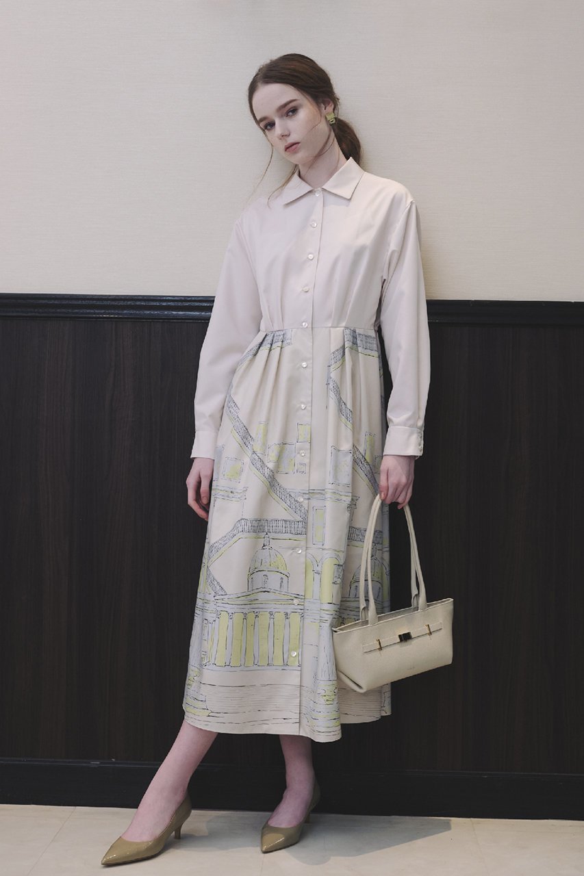 【アルアバイル/allureville】の【LOULOU WILLOUGHBY】カテドラルプリントワンピース 人気、トレンドファッション・服の通販 founy(ファニー) 　ファッション　Fashion　レディースファッション　WOMEN　ワンピース　Dress　チュニック　Tunic　タフタ　Taffeta　チュニック　Tunic　フィット　Fit　プリント　Print　モダン　Modern　モチーフ　Motif　ロング　Long　手描き　Hand Drawn　無地　Plain Color　other-8|ID: prp329100004309767 ipo3291000000031367179