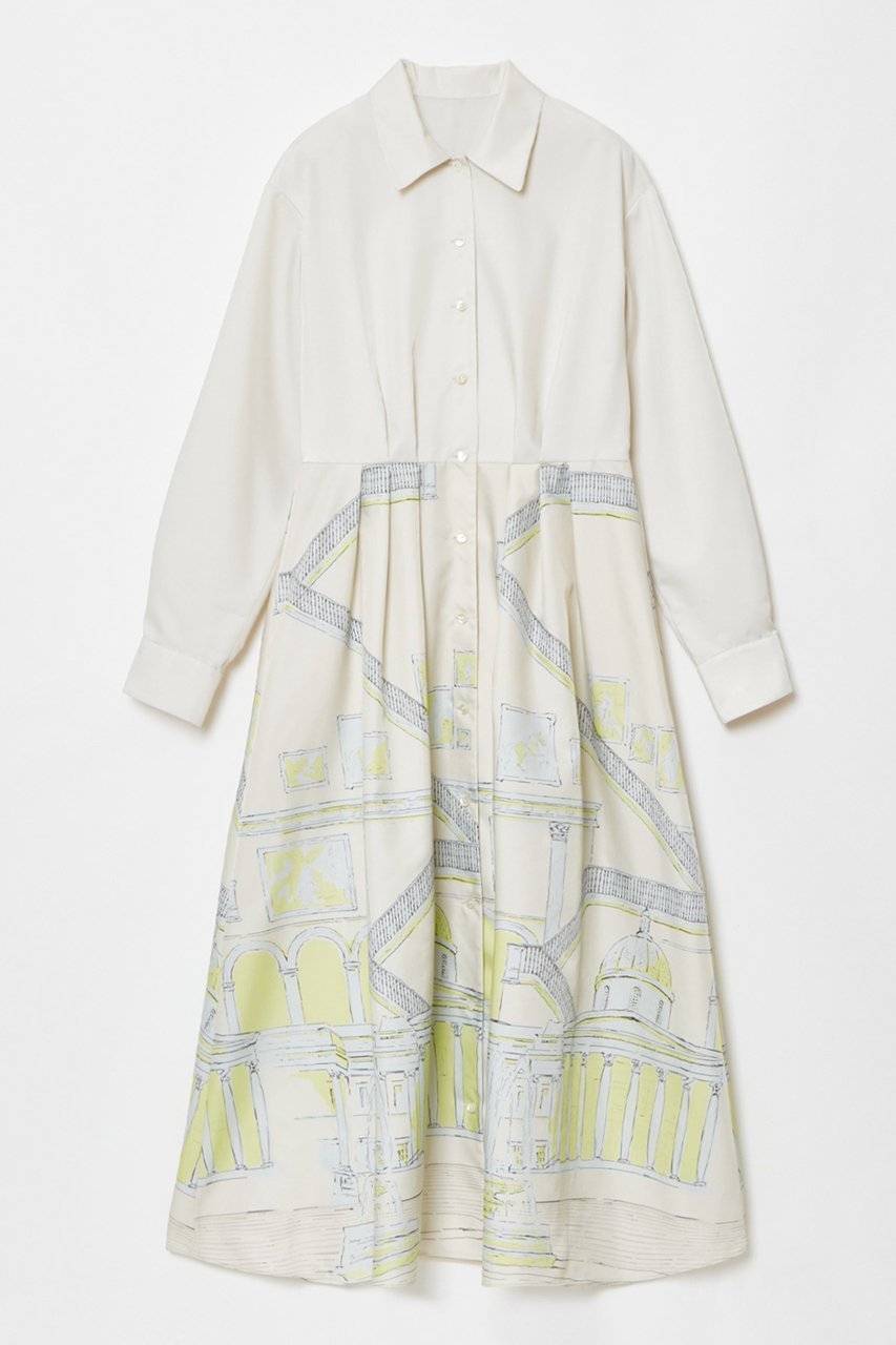 【アルアバイル/allureville】の【LOULOU WILLOUGHBY】カテドラルプリントワンピース 人気、トレンドファッション・服の通販 founy(ファニー) 　ファッション　Fashion　レディースファッション　Fashion for Women　ワンピース　Dresses　チュニック　Tunic Tops & Dresses　タフタ　Taffeta, Structured Fabric　チュニック　Tunic, Long Top　フィット　Fit, Slim Fit　プリント　Print, Printed Pattern　モダン　Modern, Contemporary　モチーフ　Motif, Design Theme　ロング　Long, Long-Length　手描き　Hand-Drawn, Illustrated　無地　Plain, Solid Color　 other-1|ID: prp329100004309767 ipo3291000000032876455