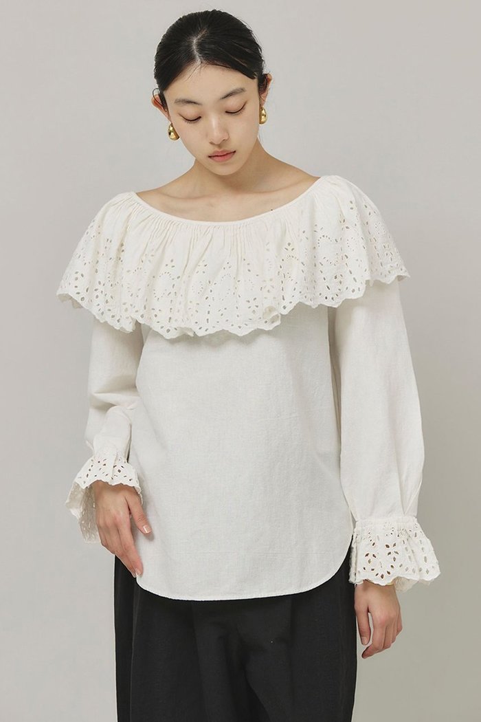 【カレンソロジー/Curensology】のコットンリネンカットワークブラウス インテリア・キッズ・メンズ・レディースファッション・服の通販 founy(ファニー) https://founy.com/ ファッション Fashion レディースファッション Ladies' Fashion Online トップス・カットソー Tops/Tshirt シャツ/ブラウス Shirts/Blouses インド India スリーブ Sleeve プリーツ Pleats リネン Linen ロング Long 再入荷 Restock/Back In Stock/Re Arrival |ID: prp329100004309791 ipo3291000000032613562