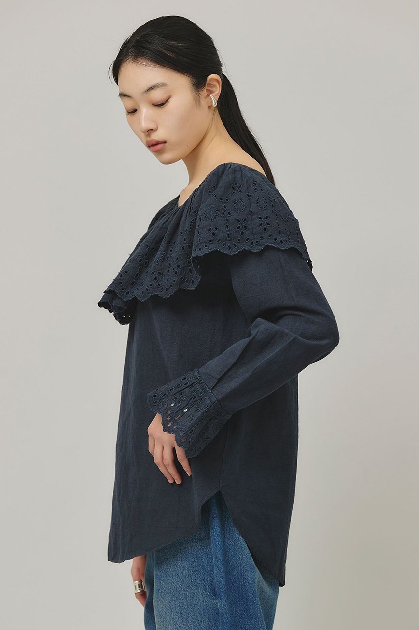 【カレンソロジー/Curensology】のコットンリネンカットワークブラウス 人気、トレンドファッション・服の通販 founy(ファニー) 　ファッション　Fashion　レディースファッション　Ladies' Fashion Online　トップス・カットソー　Tops/Tshirt　シャツ/ブラウス　Shirts/Blouses　インド　India　スリーブ　Sleeve　プリーツ　Pleats　リネン　Linen　ロング　Long　再入荷　Restock/Back In Stock/Re Arrival　other-7|ID: prp329100004309791 ipo3291000000032613572