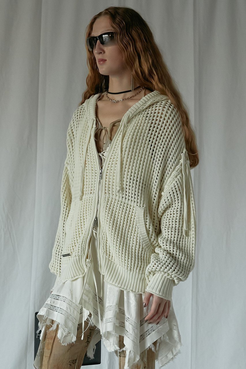 【プランク プロジェクト/PRANK PROJECT】のメッシュニットフーディ / Mesh Knit Hoodie 人気、トレンドファッション・服の通販 founy(ファニー) 　ファッション　Fashion　レディースファッション　Fashion for Women　トップス・カットソー　Cut & Sew Tops　ニット　Knit Tops & Sweaters　レディースパーカー・カジュアルフーディー　Casual Hoodies & Sweatshirts　パーカー　Hoodie, Parka　メッシュ　Mesh, Net Fabric　レース　Lace, Lace Fabric　other-7|ID: prp329100004311589 ipo3291000000032952622