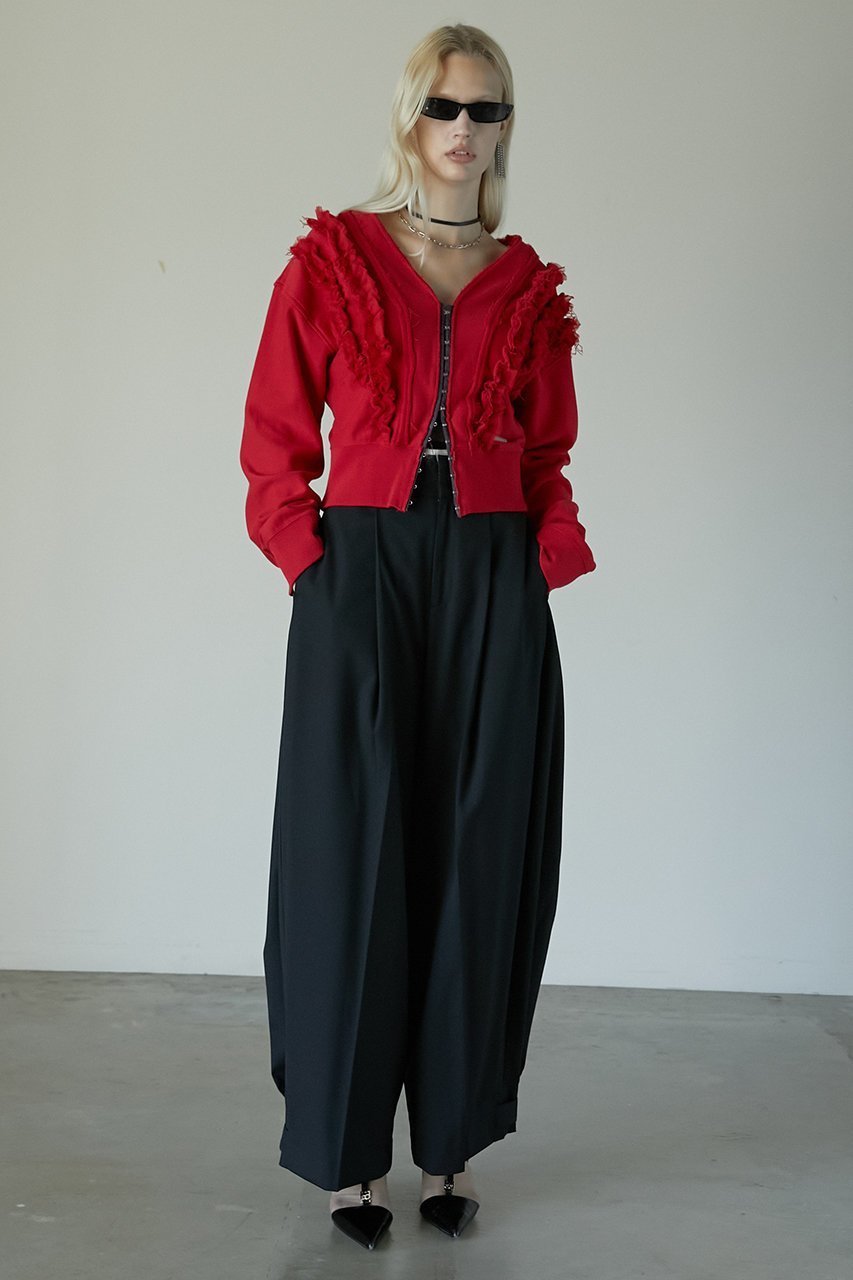 【プランク プロジェクト/PRANK PROJECT】のフリルスウェットカーディガン / Frills Sweatshirt Cardigan 人気、トレンドファッション・服の通販 founy(ファニー) 　ファッション　Fashion　レディースファッション　Fashion for Women　トップス・カットソー　Cut & Sew Tops　カーディガン・羽織り　Layered Style Cardigans　シャツ・ブラウス・オフィスカジュアル　Elegant Blouses & Button-Ups　レディースパーカー・カジュアルフーディー　Casual Hoodies & Sweatshirts　ロングTシャツ・Tシャツ　Longline T-Shirts & Tees　スウェット・クルーネックトップス　Sweatshirts & Crewnecks / Relaxed Fit Sweat Tops　カットソー・ベーシックTシャツ　Cut-and-Sewn Tops / Stretch Tees & Basics　カーディガン　Cardigan, Knitwear　キャミワンピース　Cami Dress, Slip Dress　スウェット / スエット　Sweatshirt, Sweatwear　フリル　Frill, Ruffle　エレガント 上品　Elegant　洗える　Machine Washable　軽量　Lightweight, Ultra Light　other-7|ID: prp329100004311607 ipo3291000000032875052