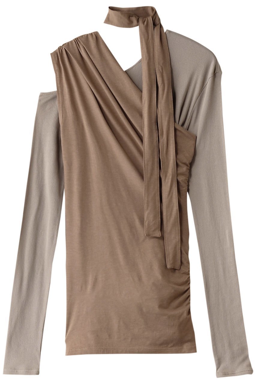 【プランク プロジェクト/PRANK PROJECT】のワンショルレイヤードトップ / One Shoulder Layered Top インテリア・キッズ・メンズ・レディースファッション・服の通販 founy(ファニー) 　ファッション　Fashion　レディースファッション　Fashion for Women　トップス・カットソー　Cut & Sew Tops　キャミソール&ノースリーブ　Camisoles & Sleeveless Tops　シャツ・ブラウス・オフィスカジュアル　Elegant Blouses & Button-Ups　ロングTシャツ・Tシャツ　Longline T-Shirts & Tees　カットソー・ベーシックTシャツ　Cut-and-Sewn Tops / Stretch Tees & Basics　インナー　Innerwear　エアリー　Airy Texture　カットソー　Cut and Sewn Top　キャミソール　Camisole, Spaghetti Strap Top　ギャザー　Gathered, Ruffled　スリーブ　Sleeve, Long Sleeve / Short Sleeve　タンク　Tank Top, Sleeveless Top　チョーカー　Tulle, Mesh Fabric　ドレープ　Drape, Draping Fabric　ボトム　Bottoms, Lower Wear　ロング　Long, Long-Length　長袖　Long Sleeve, Full Sleeve　BGE(ベージュ)|ID: prp329100004311608 ipo3291000000032880769