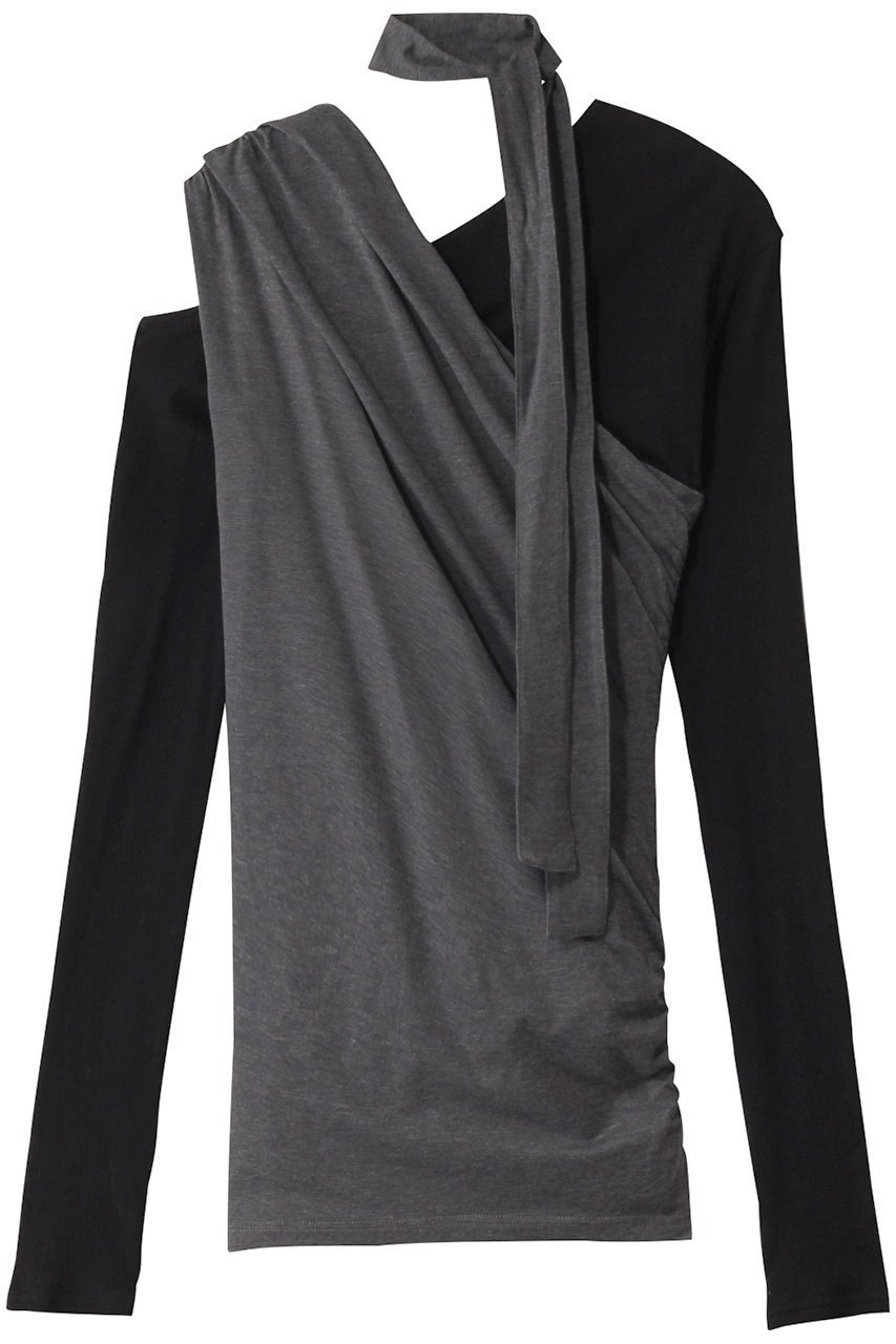 【プランク プロジェクト/PRANK PROJECT】のワンショルレイヤードトップ / One Shoulder Layered Top インテリア・キッズ・メンズ・レディースファッション・服の通販 founy(ファニー) 　ファッション　Fashion　レディースファッション　Fashion for Women　トップス・カットソー　Cut & Sew Tops　キャミソール&ノースリーブ　Camisoles & Sleeveless Tops　シャツ・ブラウス・オフィスカジュアル　Elegant Blouses & Button-Ups　ロングTシャツ・Tシャツ　Longline T-Shirts & Tees　カットソー・ベーシックTシャツ　Cut-and-Sewn Tops / Stretch Tees & Basics　インナー　Innerwear　エアリー　Airy Texture　カットソー　Cut and Sewn Top　キャミソール　Camisole, Spaghetti Strap Top　ギャザー　Gathered, Ruffled　スリーブ　Sleeve, Long Sleeve / Short Sleeve　タンク　Tank Top, Sleeveless Top　チョーカー　Tulle, Mesh Fabric　ドレープ　Drape, Draping Fabric　ボトム　Bottoms, Lower Wear　ロング　Long, Long-Length　長袖　Long Sleeve, Full Sleeve　C.GRY(チャコールグレー)|ID: prp329100004311608 ipo3291000000032880774