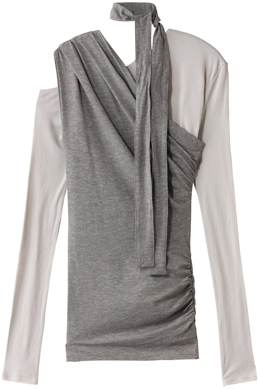 【プランク プロジェクト/PRANK PROJECT】のワンショルレイヤードトップ / One Shoulder Layered Top インテリア・キッズ・メンズ・レディースファッション・服の通販 founy(ファニー) 　ファッション　Fashion　レディースファッション　Fashion for Women　トップス・カットソー　Cut & Sew Tops　キャミソール&ノースリーブ　Camisoles & Sleeveless Tops　シャツ・ブラウス・オフィスカジュアル　Elegant Blouses & Button-Ups　ロングTシャツ・Tシャツ　Longline T-Shirts & Tees　カットソー・ベーシックTシャツ　Cut-and-Sewn Tops / Stretch Tees & Basics　インナー　Innerwear　エアリー　Airy Texture　カットソー　Cut and Sewn Top　キャミソール　Camisole, Spaghetti Strap Top　ギャザー　Gathered, Ruffled　スリーブ　Sleeve, Long Sleeve / Short Sleeve　タンク　Tank Top, Sleeveless Top　チョーカー　Tulle, Mesh Fabric　ドレープ　Drape, Draping Fabric　ボトム　Bottoms, Lower Wear　ロング　Long, Long-Length　長袖　Long Sleeve, Full Sleeve　GRY(グレー)|ID: prp329100004311608 ipo3291000000032880780