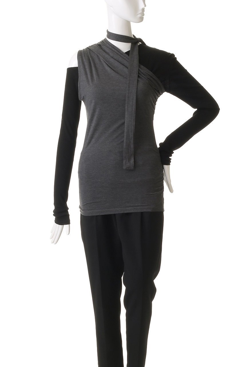 【プランク プロジェクト/PRANK PROJECT】のワンショルレイヤードトップ / One Shoulder Layered Top 人気、トレンドファッション・服の通販 founy(ファニー) 　ファッション　Fashion　レディースファッション　Fashion for Women　トップス・カットソー　Cut & Sew Tops　キャミソール&ノースリーブ　Camisoles & Sleeveless Tops　シャツ・ブラウス・オフィスカジュアル　Elegant Blouses & Button-Ups　ロングTシャツ・Tシャツ　Longline T-Shirts & Tees　カットソー・ベーシックTシャツ　Cut-and-Sewn Tops / Stretch Tees & Basics　インナー　Innerwear　エアリー　Airy Texture　カットソー　Cut and Sewn Top　キャミソール　Camisole, Spaghetti Strap Top　ギャザー　Gathered, Ruffled　スリーブ　Sleeve, Long Sleeve / Short Sleeve　タンク　Tank Top, Sleeveless Top　チョーカー　Tulle, Mesh Fabric　ドレープ　Drape, Draping Fabric　ボトム　Bottoms, Lower Wear　ロング　Long, Long-Length　長袖　Long Sleeve, Full Sleeve　other-2|ID: prp329100004311608 ipo3291000000032880786