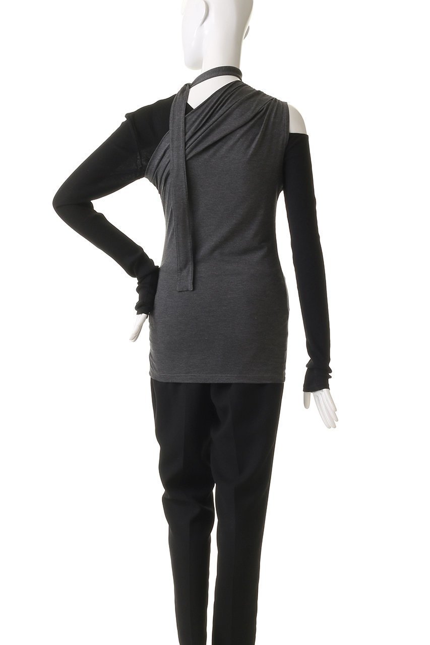 【プランク プロジェクト/PRANK PROJECT】のワンショルレイヤードトップ / One Shoulder Layered Top 人気、トレンドファッション・服の通販 founy(ファニー) 　ファッション　Fashion　レディースファッション　Fashion for Women　トップス・カットソー　Cut & Sew Tops　キャミソール&ノースリーブ　Camisoles & Sleeveless Tops　シャツ・ブラウス・オフィスカジュアル　Elegant Blouses & Button-Ups　ロングTシャツ・Tシャツ　Longline T-Shirts & Tees　カットソー・ベーシックTシャツ　Cut-and-Sewn Tops / Stretch Tees & Basics　インナー　Innerwear　エアリー　Airy Texture　カットソー　Cut and Sewn Top　キャミソール　Camisole, Spaghetti Strap Top　ギャザー　Gathered, Ruffled　スリーブ　Sleeve, Long Sleeve / Short Sleeve　タンク　Tank Top, Sleeveless Top　チョーカー　Tulle, Mesh Fabric　ドレープ　Drape, Draping Fabric　ボトム　Bottoms, Lower Wear　ロング　Long, Long-Length　長袖　Long Sleeve, Full Sleeve　other-4|ID: prp329100004311608 ipo3291000000032880799