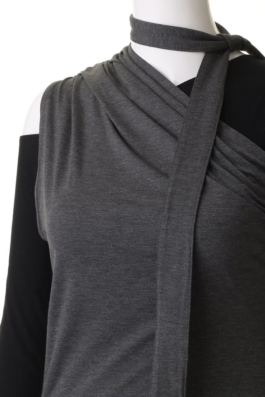 【プランク プロジェクト/PRANK PROJECT】のワンショルレイヤードトップ / One Shoulder Layered Top 人気、トレンドファッション・服の通販 founy(ファニー) 　ファッション　Fashion　レディースファッション　Fashion for Women　トップス・カットソー　Cut & Sew Tops　キャミソール&ノースリーブ　Camisoles & Sleeveless Tops　シャツ・ブラウス・オフィスカジュアル　Elegant Blouses & Button-Ups　ロングTシャツ・Tシャツ　Longline T-Shirts & Tees　カットソー・ベーシックTシャツ　Cut-and-Sewn Tops / Stretch Tees & Basics　インナー　Innerwear　エアリー　Airy Texture　カットソー　Cut and Sewn Top　キャミソール　Camisole, Spaghetti Strap Top　ギャザー　Gathered, Ruffled　スリーブ　Sleeve, Long Sleeve / Short Sleeve　タンク　Tank Top, Sleeveless Top　チョーカー　Tulle, Mesh Fabric　ドレープ　Drape, Draping Fabric　ボトム　Bottoms, Lower Wear　ロング　Long, Long-Length　長袖　Long Sleeve, Full Sleeve　other-5|ID: prp329100004311608 ipo3291000000032880805