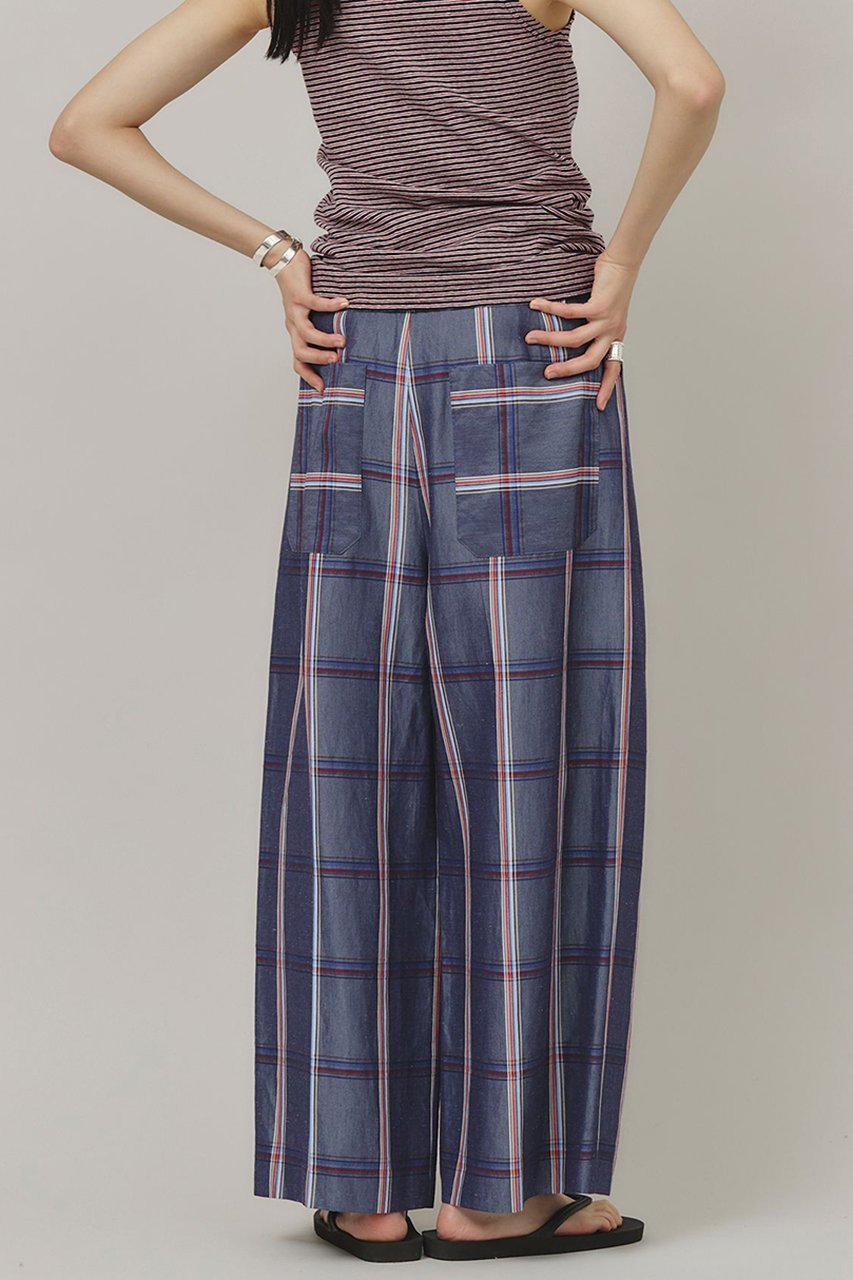【カレンソロジー/Curensology】の〈C.S.G〉チェックワイドパンツ 人気、トレンドファッション・服の通販 founy(ファニー) 　ファッション　Fashion　レディースファッション　WOMEN　パンツ　Pants　イタリア　Italy　ダブル　Double　チェック　Check　デニム　Denim　ドローストリング　Drawstring　フィット　Fit　ポケット　Pocket　ワイド　Wide　other-4|ID: prp329100004311626 ipo3291000000031366452