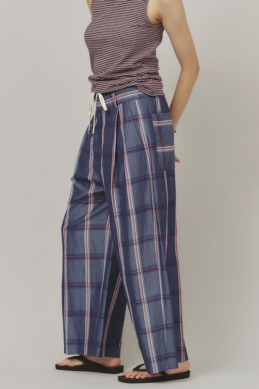 【カレンソロジー/Curensology】の〈C.S.G〉チェックワイドパンツ 人気、トレンドファッション・服の通販 founy(ファニー) 　ファッション　Fashion　レディースファッション　Ladies' Fashion Online　パンツ　Pants　イタリア　Italy　ダブル　Double　チェック　Check　デニム　Denim　ドローストリング　Drawstring　フィット　Fit　ポケット　Pocket　ワイド　Wide　再入荷　Restock/Back In Stock/Re Arrival　other-3|ID: prp329100004311626 ipo3291000000032613527