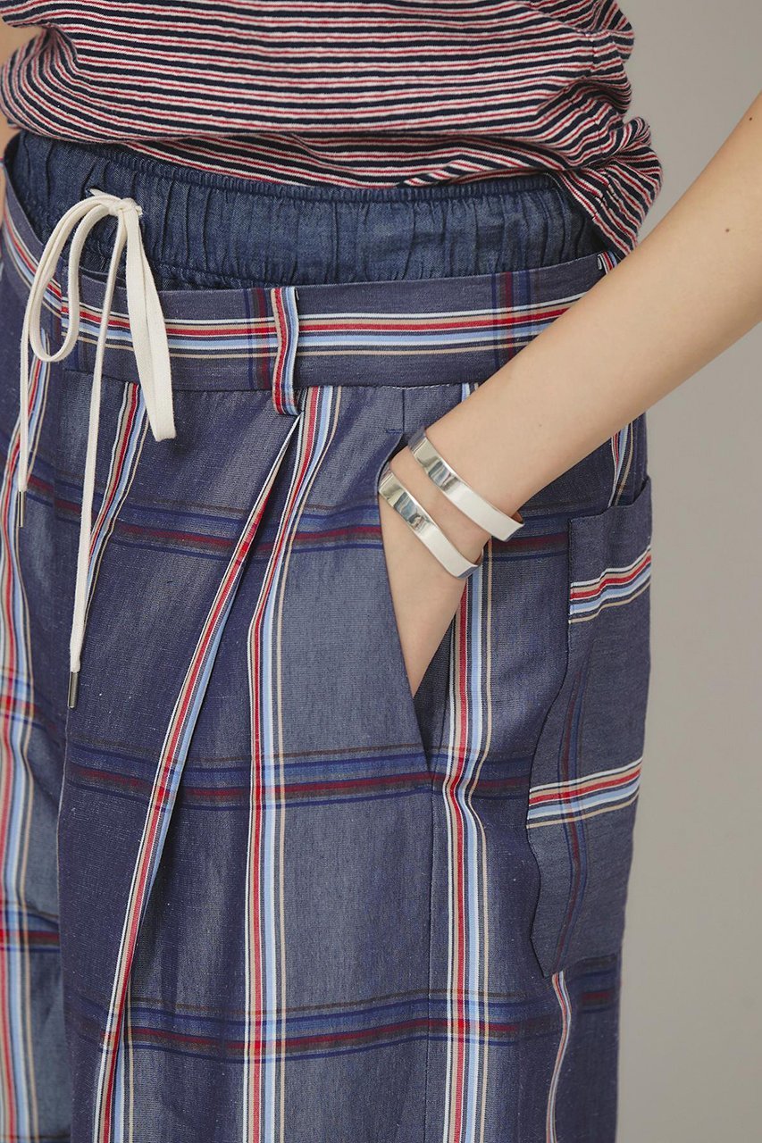 【カレンソロジー/Curensology】の〈C.S.G〉チェックワイドパンツ 人気、トレンドファッション・服の通販 founy(ファニー) 　ファッション　Fashion　レディースファッション　Ladies' Fashion Online　パンツ　Pants　イタリア　Italy　ダブル　Double　チェック　Check　デニム　Denim　ドローストリング　Drawstring　フィット　Fit　ポケット　Pocket　ワイド　Wide　再入荷　Restock/Back In Stock/Re Arrival　other-6|ID: prp329100004311626 ipo3291000000032613530