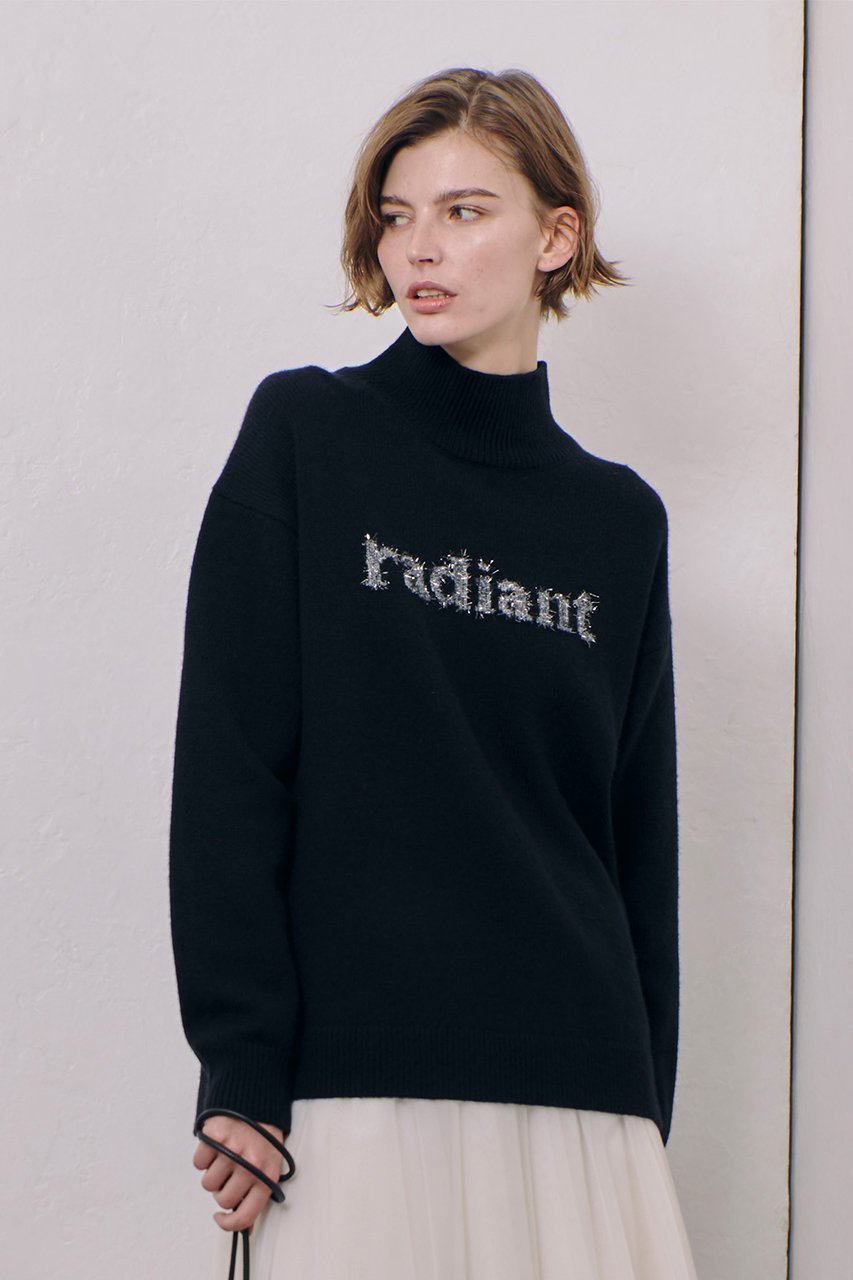 【アルアバイル/allureville】のシャギーラメロゴインターシャプルオーバー 人気、トレンドファッション・服の通販 founy(ファニー) 　ファッション　Fashion　レディースファッション　WOMEN　トップス・カットソー　Tops/Tshirt　ニット　Knit Tops　プルオーバー　Pullover　スタンド　Stand　スリーブ　Sleeve　ロング　Long　other-6|ID: prp329100004311637 ipo3291000000031366523