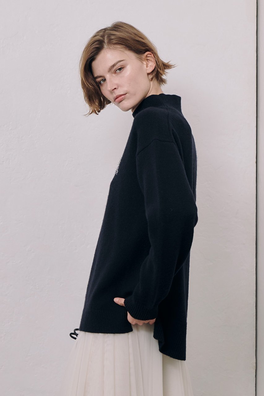 【アルアバイル/allureville】のシャギーラメロゴインターシャプルオーバー 人気、トレンドファッション・服の通販 founy(ファニー) 　ファッション　Fashion　レディースファッション　WOMEN　トップス・カットソー　Tops/Tshirt　ニット　Knit Tops　プルオーバー　Pullover　スタンド　Stand　スリーブ　Sleeve　ロング　Long　other-7|ID: prp329100004311637 ipo3291000000031366524