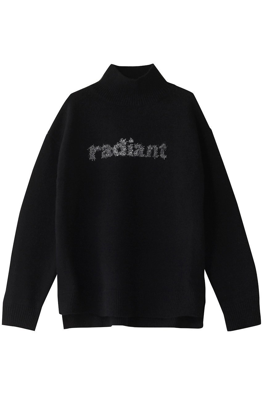 【アルアバイル/allureville】のシャギーラメロゴインターシャプルオーバー インテリア・キッズ・メンズ・レディースファッション・服の通販 founy(ファニー) 　ファッション　Fashion　レディースファッション　Fashion for Women　トップス・カットソー　Cut & Sew Tops　ニット　Knit Tops & Sweaters　カジュアルプルオーバー・ニットトップス　Pullovers & Knit Tops / Casual Pullovers　スタンド　Stand Collar, Upright Stand　スリーブ　Sleeve, Long Sleeve / Short Sleeve　ロング　Long, Long-Length　再入荷　Restock / Back in Stock　ブラック|ID: prp329100004311637 ipo3291000000035051509