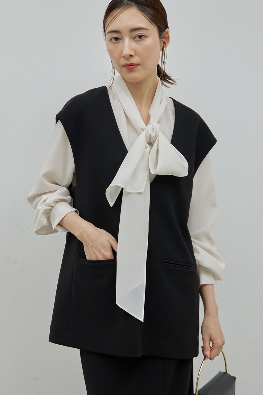 【ガリャルダガランテ/GALLARDAGALANTE】のカットジョーゼットVベスト 人気、トレンドファッション・服の通販 founy(ファニー) 　ファッション　Fashion　レディースファッション　Fashion for Women　アウター　Coat / Outerwear Collection　レディースジャケット・軽アウター　Jackets　おすすめ　Recommended / Our Picks　オケージョン　Occasion Wear　カットソー　Cut and Sewn Top　ジャケット　Jacket, Outerwear　ジョーゼット　Georgette, Semi-Sheer Fabric　セットアップ　Set-Up, Coordinated Outfit　デニム　Denim, Jeans Material　ベスト　Vest, Waistcoat　ビジネス 仕事 通勤　Business / Work / Commuting　 other-1|ID: prp329100004311640 ipo3291000000032916689