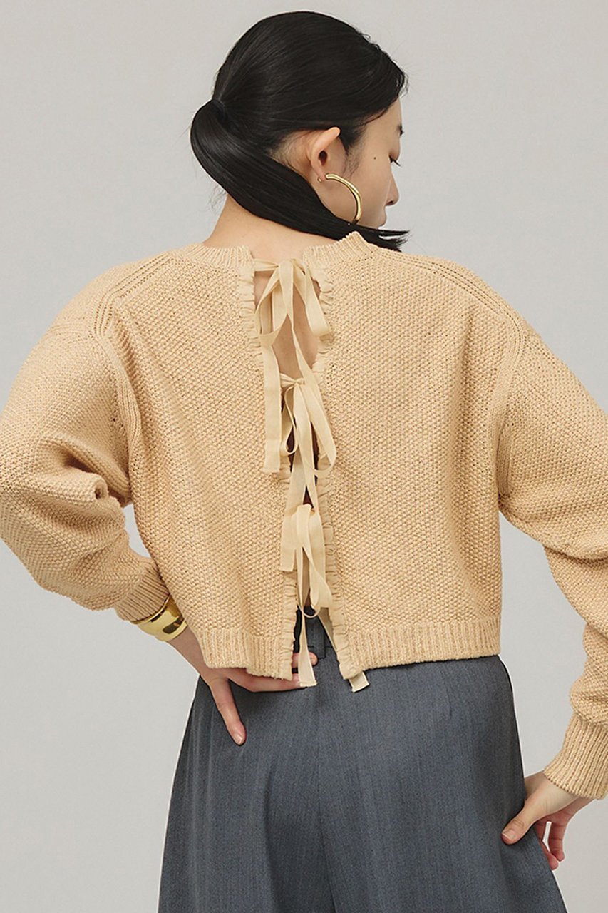 【カレンソロジー/Curensology】の2WAYリボンニットプルオーバー インテリア・キッズ・メンズ・レディースファッション・服の通販 founy(ファニー) 　ファッション　Fashion　レディースファッション　Ladies' Fashion Online　トップス・カットソー　Tops/Tshirt　ニット　Knit Tops　プルオーバー　Pullover　イタリア　Italy　カーディガン　Cardigan　リネン　Linen　リボン　Ribbon　再入荷　Restock/Back In Stock/Re Arrival　ベージュ|ID: prp329100004311656 ipo3291000000032613497