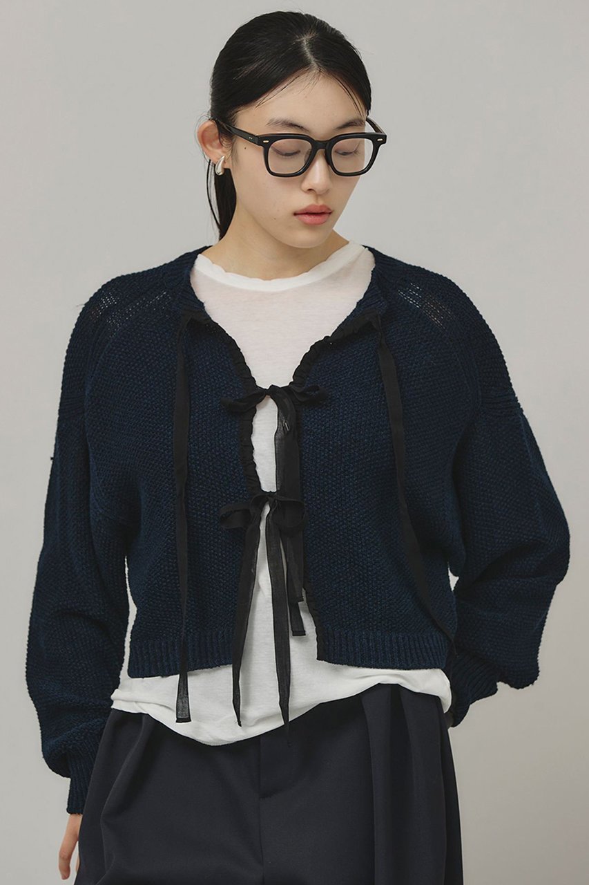 【カレンソロジー/Curensology】の2WAYリボンニットプルオーバー インテリア・キッズ・メンズ・レディースファッション・服の通販 founy(ファニー) 　ファッション　Fashion　レディースファッション　Ladies' Fashion Online　トップス・カットソー　Tops/Tshirt　ニット　Knit Tops　プルオーバー　Pullover　イタリア　Italy　カーディガン　Cardigan　リネン　Linen　リボン　Ribbon　再入荷　Restock/Back In Stock/Re Arrival　ネイビー|ID: prp329100004311656 ipo3291000000032613498