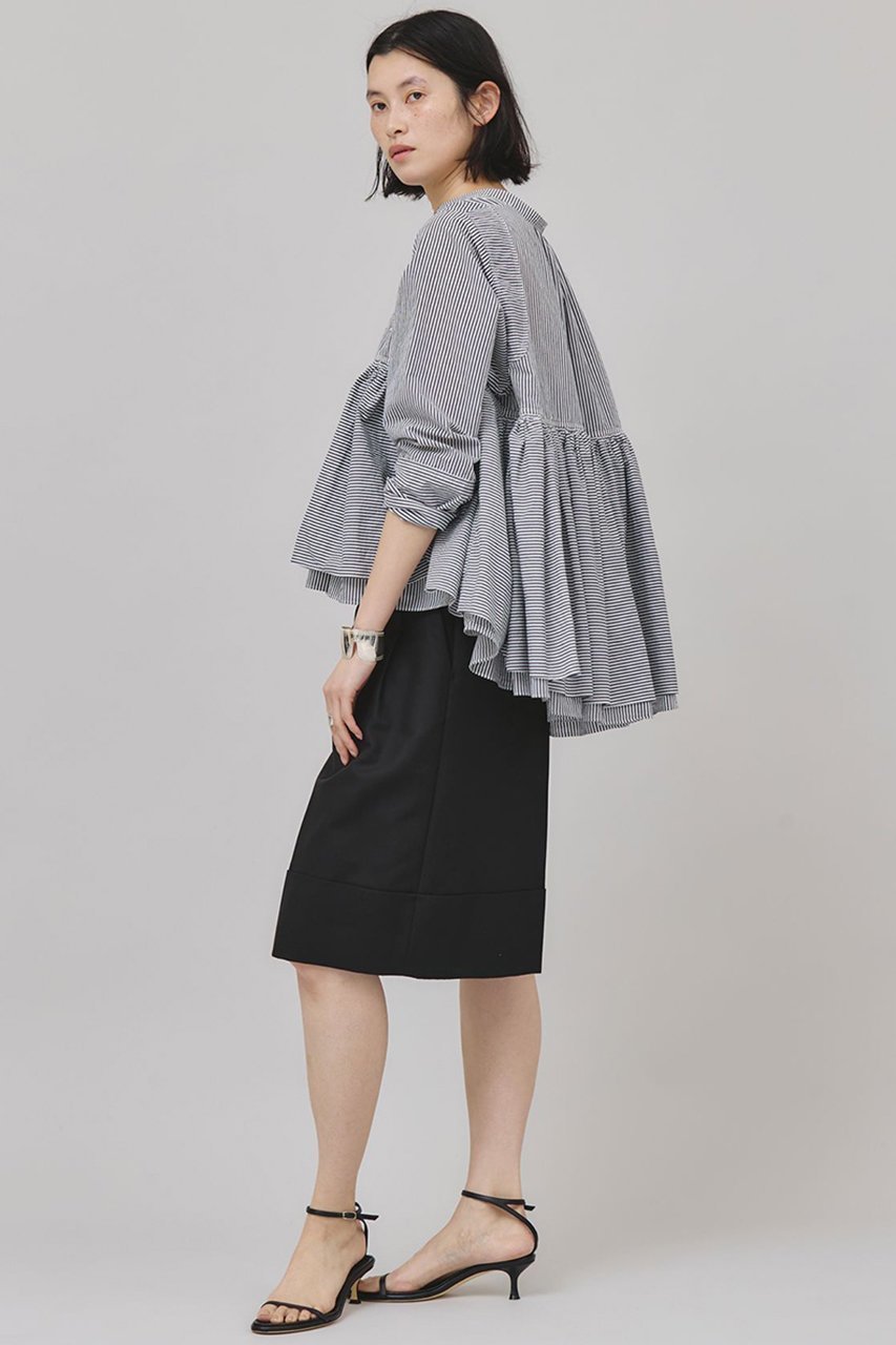 【カレンソロジー/Curensology】のストライプレイヤードギャザーブラウス 人気、トレンドファッション・服の通販 founy(ファニー) 　ファッション　Fashion　レディースファッション　Fashion for Women　トップス・カットソー　Cut & Sew Tops　シャツ・ブラウス・オフィスカジュアル　Elegant Blouses & Button-Ups　エアリー　Airy Texture　ギャザー　Gathered, Ruffled　ショート　Short, Short Length　スタイリッシュ　Stylish, Fashionable　ストライプ　Stripe, Striped Pattern　スリーブ　Sleeve, Long Sleeve / Short Sleeve　ランダム　Random, Irregular　春　Spring　other-7|ID: prp329100004311657 ipo3291000000032810861