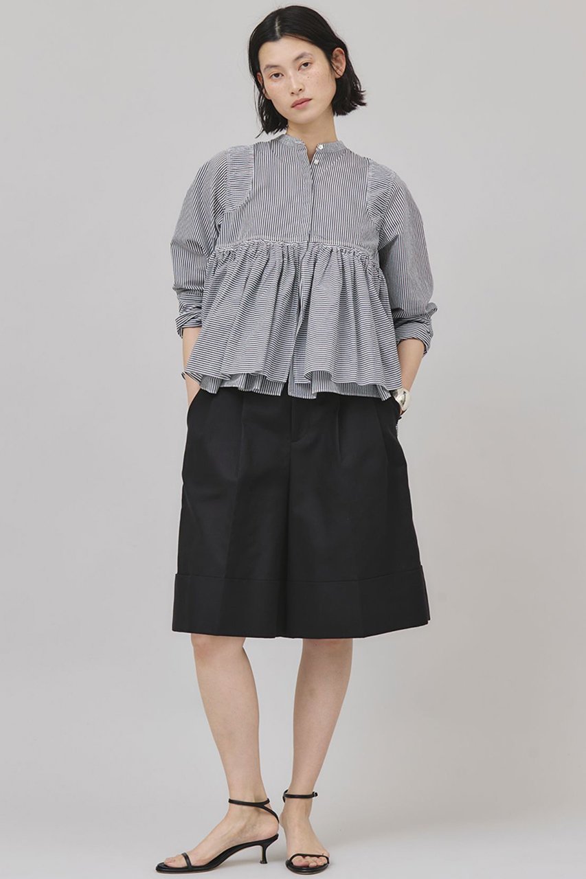 【カレンソロジー/Curensology】のストライプレイヤードギャザーブラウス 人気、トレンドファッション・服の通販 founy(ファニー) 　ファッション　Fashion　レディースファッション　Fashion for Women　トップス・カットソー　Cut & Sew Tops　シャツ・ブラウス・オフィスカジュアル　Elegant Blouses & Button-Ups　エアリー　Airy Texture　ギャザー　Gathered, Ruffled　ショート　Short, Short Length　スタイリッシュ　Stylish, Fashionable　ストライプ　Stripe, Striped Pattern　スリーブ　Sleeve, Long Sleeve / Short Sleeve　ランダム　Random, Irregular　春　Spring　other-5|ID: prp329100004311657 ipo3291000000035497860