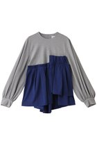 【ヒューエルミュージアム/hueLe Museum】の【STUMBLY】Taffeta Combination Pullover 人気、トレンドファッション・服の通販 founy(ファニー) ファッション Fashion レディースファッション Fashion for Women トップス・カットソー Cut & Sew Tops シャツ・ブラウス・オフィスカジュアル Elegant Blouses & Button-Ups ロングTシャツ・Tシャツ Longline T-Shirts & Tees カジュアルプルオーバー・ニットトップス Pullovers & Knit Tops / Casual Pullovers カットソー・ベーシックTシャツ Cut-and-Sewn Tops / Stretch Tees & Basics アシンメトリー Asymmetrical Style ギャザー Gathered, Ruffled シンプル Simple, Minimal スリーブ Sleeve, Long Sleeve / Short Sleeve フェミニン Feminine, Girly ボトム Bottoms, Lower Wear ロング Long, Long-Length thumbnail グレー|ID: prp329100004311658 ipo3291000000036078275