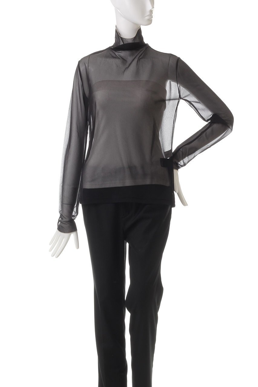 【ヒューエルミュージアム/hueLe Museum】の【STUMBLY】Sheer Jersey 人気、トレンドファッション・服の通販 founy(ファニー) 　ファッション　Fashion　レディースファッション　Fashion for Women　トップス・カットソー　Cut & Sew Tops　シャツ・ブラウス・オフィスカジュアル　Elegant Blouses & Button-Ups　ロングTシャツ・Tシャツ　Longline T-Shirts & Tees　カットソー・ベーシックTシャツ　Cut-and-Sewn Tops / Stretch Tees & Basics　シアー　Sheer, See-Through　シンプル　Simple, Minimal　スリーブ　Sleeve, Long Sleeve / Short Sleeve　デニム　Denim, Jeans Material　ハイネック　High Neck, Mock Neck　ロング　Long, Long-Length　エレガント 上品　Elegant　今季　This Season, Current Season　other-2|ID: prp329100004311659 ipo3291000000032892999