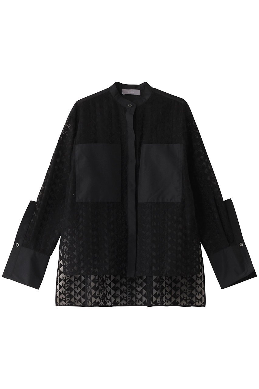 【ヒューエルミュージアム/hueLe Museum】の【hLM】ジオメトリックレースブラウス インテリア・キッズ・メンズ・レディースファッション・服の通販 founy(ファニー) ファッション Fashion レディースファッション Fashion for Women トップス・カットソー Cut & Sew Tops シャツ・ブラウス・オフィスカジュアル Elegant Blouses & Button-Ups おすすめ Recommended / Our Picks ジャケット Jacket, Outerwear スリーブ Sleeve, Long Sleeve / Short Sleeve ポケット Pocket, Pocket Detail マニッシュ Mannish, Boyish モダン Modern, Contemporary ロング Long, Long-Length 今季 This Season, Current Season 無地 Plain, Solid Color ブラック|ID: prp329100004311665 ipo3291000000035823170