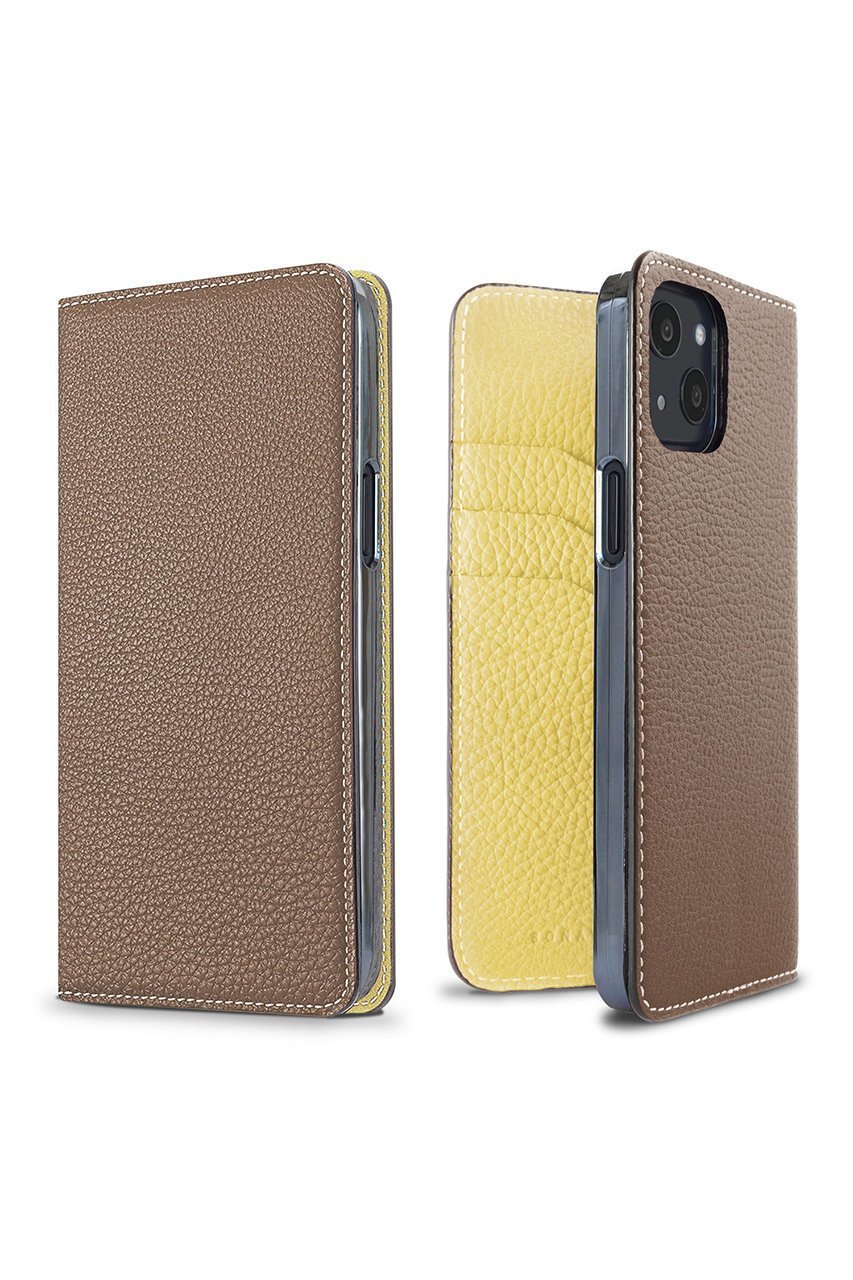 【ボナベンチュラ/BONAVENTURA】のiPhone13 ダイアリーケース シュリンクレザー インテリア・キッズ・メンズ・レディースファッション・服の通販 founy(ファニー) 　ファッション　Fashion　レディースファッション　Fashion for Women　iPhone アイフォーン　iPhone　ユニセックス　Unisex, Genderless　スマホケース　Smartphone Case　スマート　Smart, Elegant　ポケット　Pocket, Pocket Detail　エレガント 上品　Elegant　手帳　Planner, Notebook　エトープ x イエロー|ID: prp329100004316371 ipo3291000000032801589