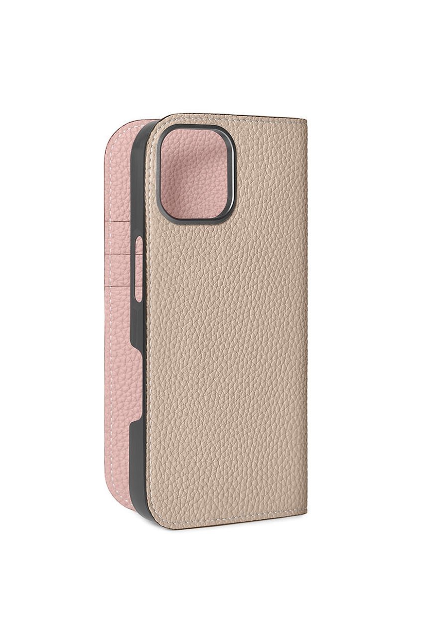 【ボナベンチュラ/BONAVENTURA】のiPhone16 ダイアリーケース シュリンクレザー インテリア・キッズ・メンズ・レディースファッション・服の通販 founy(ファニー) 　ファッション　Fashion　レディースファッション　WOMEN　iPhone アイフォーン　Iphone　ユニセックス　Unisex　スマホケース　Phone Case　スマート　Smart　ポケット　Pocket　エレガント 上品　Elegant　手帳　Pocket Book　グレージュ x サクラピンク|ID: prp329100004316375 ipo3291000000030850996