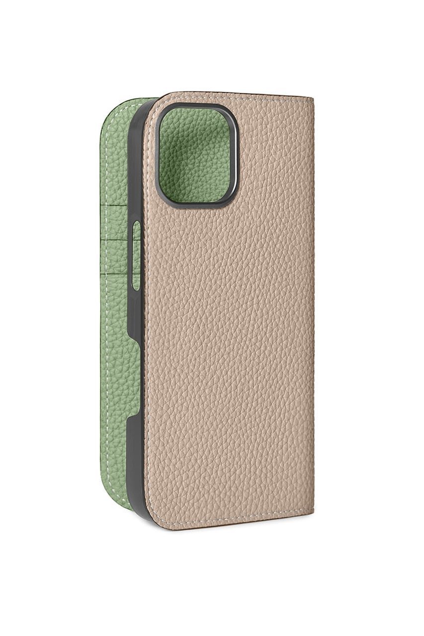 【ボナベンチュラ/BONAVENTURA】のiPhone16 ダイアリーケース シュリンクレザー インテリア・キッズ・メンズ・レディースファッション・服の通販 founy(ファニー) 　ファッション　Fashion　レディースファッション　WOMEN　iPhone アイフォーン　Iphone　ユニセックス　Unisex　スマホケース　Phone Case　スマート　Smart　ポケット　Pocket　エレガント 上品　Elegant　手帳　Pocket Book　グレージュ×アトモスグリーン|ID: prp329100004316375 ipo3291000000030850997