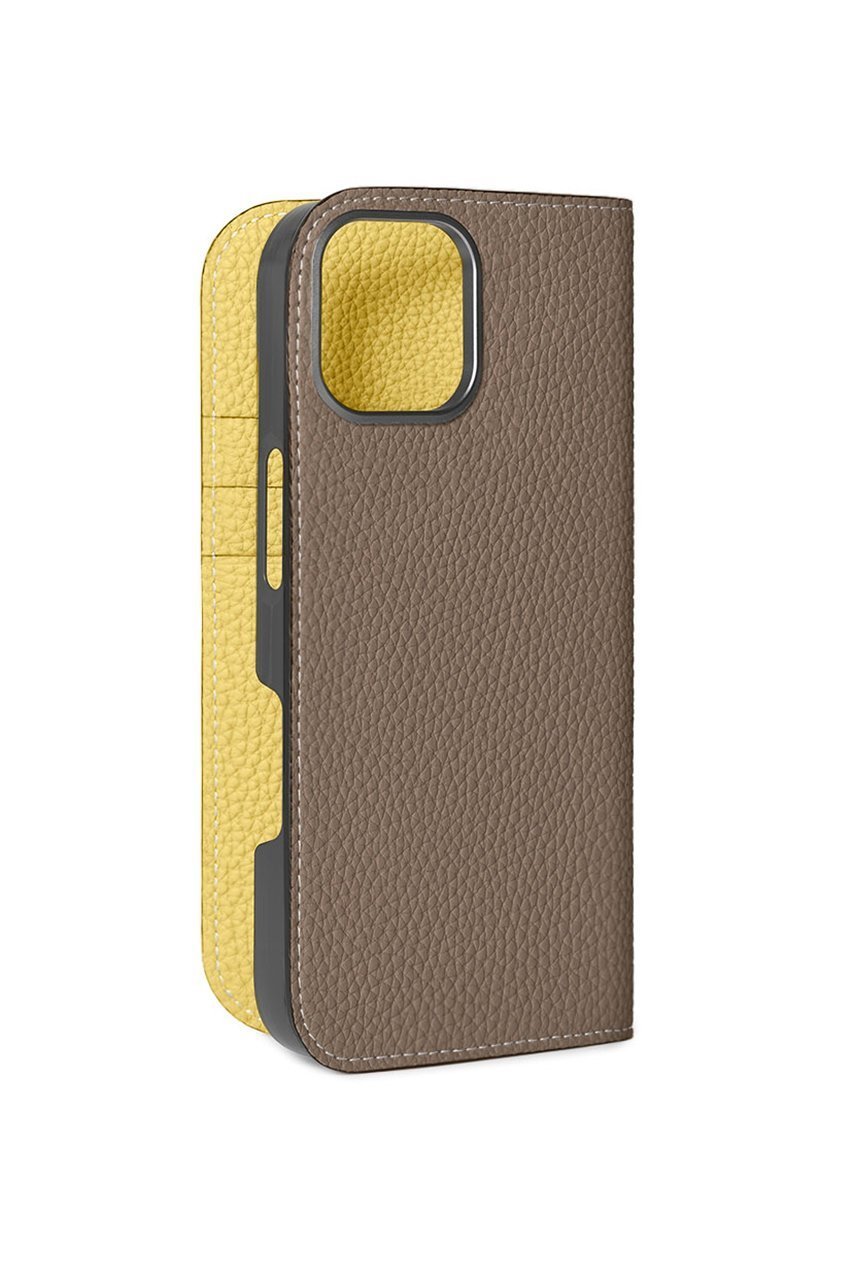【ボナベンチュラ/BONAVENTURA】のiPhone16 ダイアリーケース シュリンクレザー インテリア・キッズ・メンズ・レディースファッション・服の通販 founy(ファニー) 　ファッション　Fashion　レディースファッション　Fashion for Women　iPhone アイフォーン　iPhone　ユニセックス　Unisex, Genderless　スマホケース　Smartphone Case　スマート　Smart, Elegant　ポケット　Pocket, Pocket Detail　エレガント 上品　Elegant　手帳　Planner, Notebook　エトープ x イエロー|ID: prp329100004316375 ipo3291000000032816484
