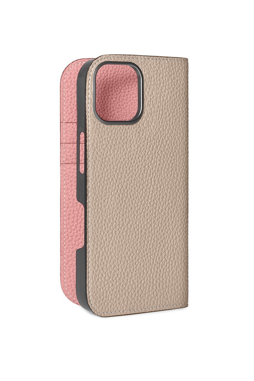 【ボナベンチュラ/BONAVENTURA】のiPhone16 ダイアリーケース シュリンクレザー インテリア・キッズ・メンズ・レディースファッション・服の通販 founy(ファニー) 　ファッション　Fashion　レディースファッション　Fashion for Women　iPhone アイフォーン　iPhone　ユニセックス　Unisex, Genderless　スマホケース　Smartphone Case　スマート　Smart, Elegant　ポケット　Pocket, Pocket Detail　エレガント 上品　Elegant　手帳　Planner, Notebook　グレージュ x コーラル|ID: prp329100004316375 ipo3291000000032816487
