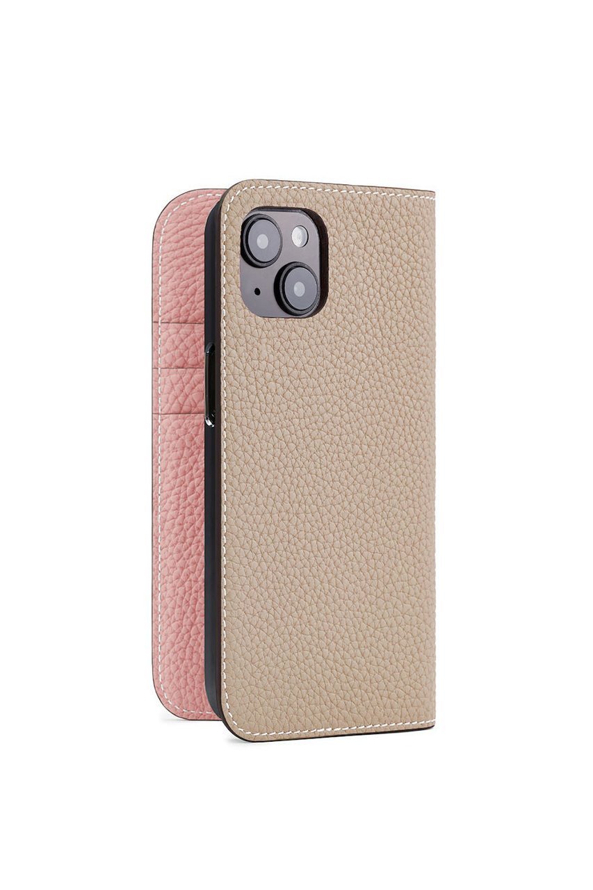 【ボナベンチュラ/BONAVENTURA】のiPhone15 ダイアリーケース シュリンクレザー インテリア・キッズ・メンズ・レディースファッション・服の通販 founy(ファニー) 　ファッション　Fashion　レディースファッション　Fashion for Women　スマート　Smart, Elegant　手帳　Planner, Notebook　ポケット　Pocket, Pocket Detail　ユニセックス　Unisex, Genderless　エレガント 上品　Elegant　スマホケース　Smartphone Case　iPhone アイフォーン　iPhone　グレージュ x コーラルピンク|ID: prp329100004316376 ipo3291000000032816504