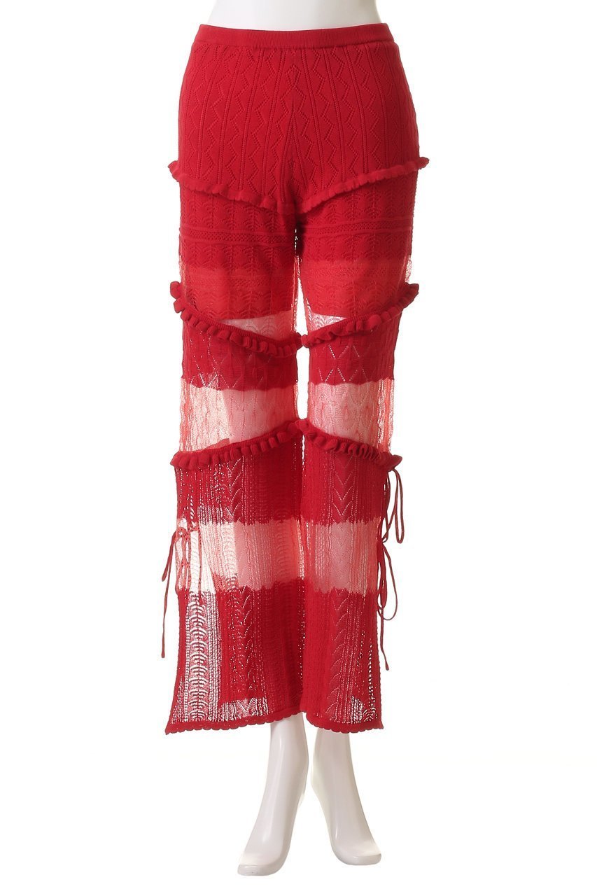 【プランク プロジェクト/PRANK PROJECT】のレースニットパンツ / Lace Knit Pants 人気、トレンドファッション・服の通販 founy(ファニー) 　ファッション　Fashion　レディースファッション　Fashion for Women　パンツ　Pants & Trousers　スタンダード　Standard, Basic　スリット　Slit, Slit Detail　ドッキング　Docking, Mixed Material　パターン　Pattern, Design Print　リボン　Ribbon, Bow　レース　Lace, Lace Fabric　今季　This Season, Current Season　other-2|ID: prp329100004316378 ipo3291000000032933178