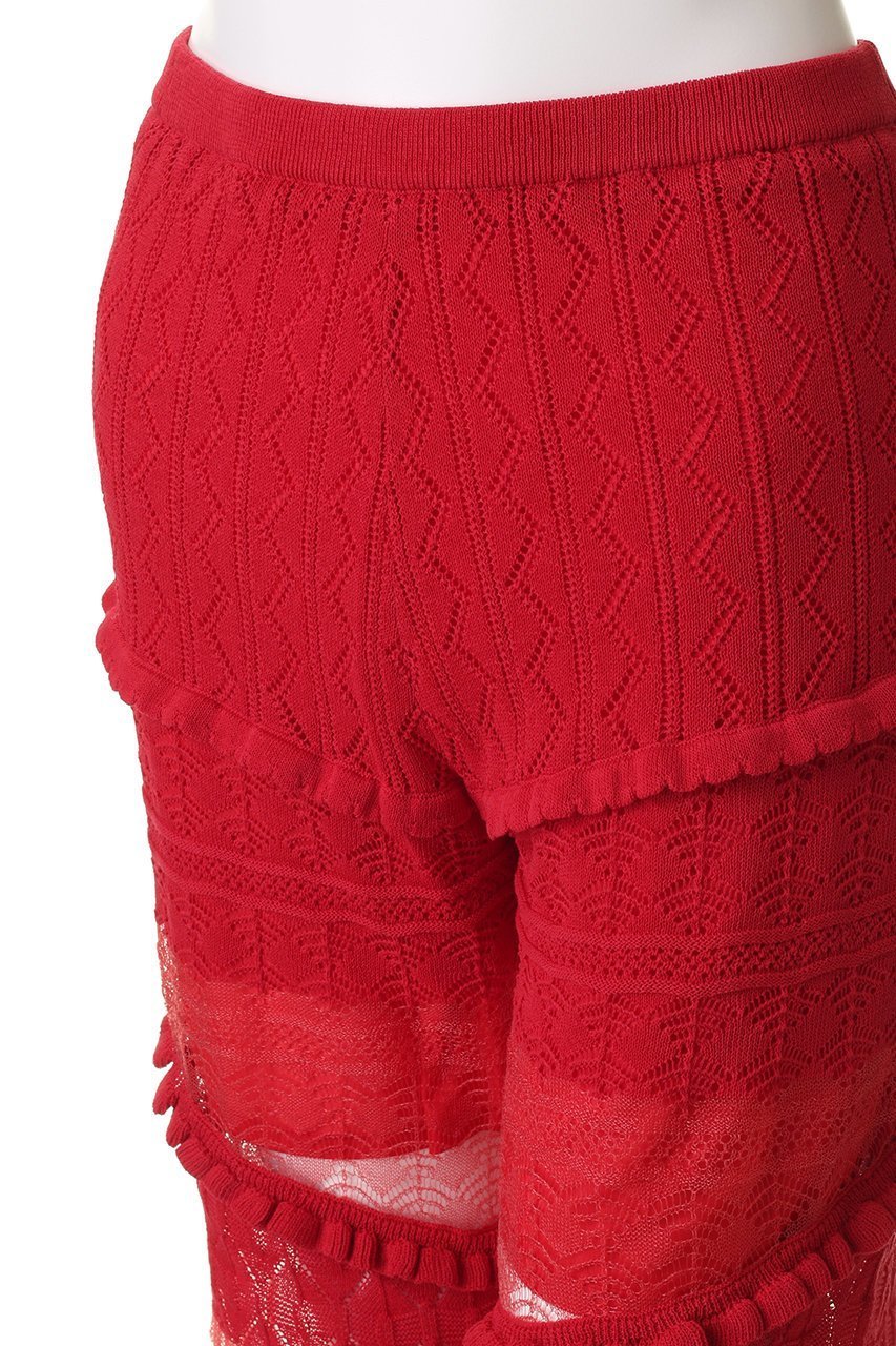 【プランク プロジェクト/PRANK PROJECT】のレースニットパンツ / Lace Knit Pants 人気、トレンドファッション・服の通販 founy(ファニー) 　ファッション　Fashion　レディースファッション　Fashion for Women　パンツ　Pants & Trousers　スタンダード　Standard, Basic　スリット　Slit, Slit Detail　ドッキング　Docking, Mixed Material　パターン　Pattern, Design Print　リボン　Ribbon, Bow　レース　Lace, Lace Fabric　今季　This Season, Current Season　other-5|ID: prp329100004316378 ipo3291000000032933205