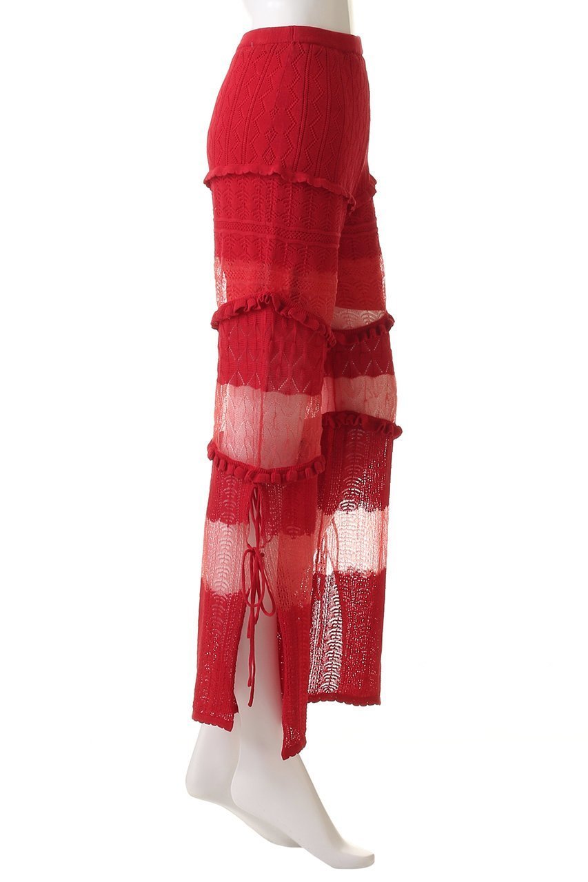 【プランク プロジェクト/PRANK PROJECT】のレースニットパンツ / Lace Knit Pants 人気、トレンドファッション・服の通販 founy(ファニー) 　ファッション　Fashion　レディースファッション　Fashion for Women　パンツ　Pants & Trousers　スタンダード　Standard, Basic　スリット　Slit, Slit Detail　ドッキング　Docking, Mixed Material　パターン　Pattern, Design Print　リボン　Ribbon, Bow　レース　Lace, Lace Fabric　今季　This Season, Current Season　other-3|ID: prp329100004316378 ipo3291000000035055409