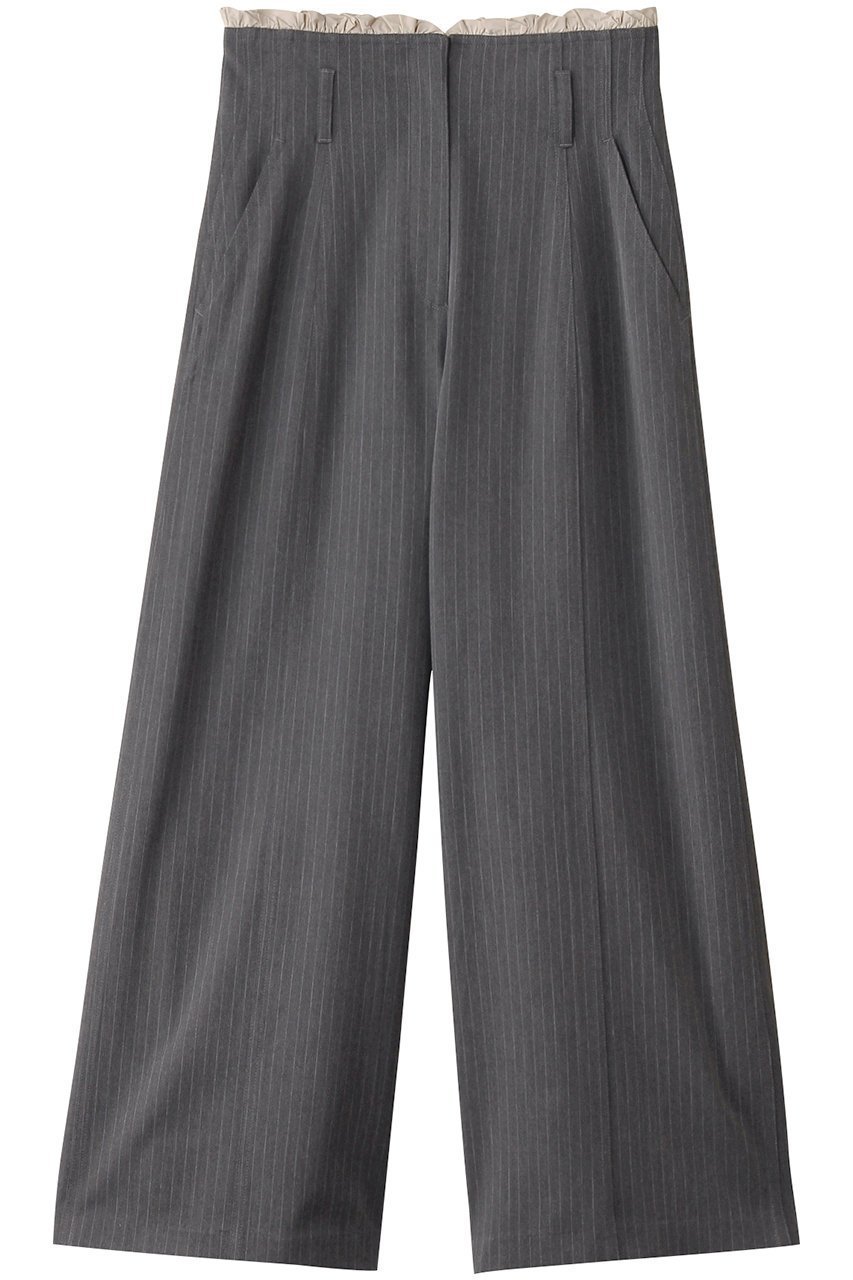 【プランク プロジェクト/PRANK PROJECT】のラッフルレイヤードワイドパンツ / Ruffle Layered Wide Pants インテリア・キッズ・メンズ・レディースファッション・服の通販 founy(ファニー) 　ファッション　Fashion　レディースファッション　Fashion for Women　パンツ　Pants & Trousers　おすすめ　Recommended / Our Picks　クラシカル　Classical, Vintage-Inspired　ストライプ　Stripe, Striped Pattern　ストレート　Straight, Straight Cut　セットアップ　Set-Up, Coordinated Outfit　タフタ　Taffeta, Structured Fabric　ベーシック　Basic, Essential　マニッシュ　Mannish, Boyish　ラッフル　Ruffle, Frill　ランダム　Random, Irregular　ワイド　Wide, Wide Fit　エレガント 上品　Elegant　GRY(グレー)|ID: prp329100004316382 ipo3291000000032942610