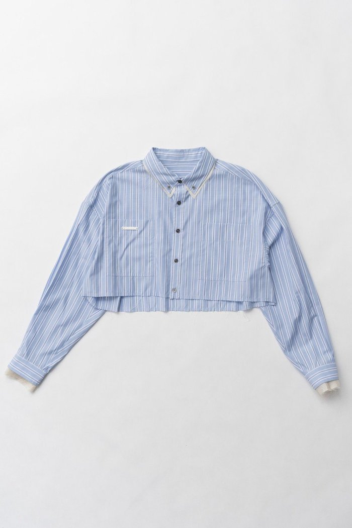【プランク プロジェクト/PRANK PROJECT】のダブルカラークロップドシャツ / Double Collar Cropped Shirt インテリア・キッズ・メンズ・レディースファッション・服の通販 founy(ファニー) https://founy.com/ ファッション Fashion レディースファッション WOMEN トップス・カットソー Tops/Tshirt シャツ/ブラウス Shirts/Blouses カフス Cuffs キュプラ Cupra シアー Sheer シンプル Simple ストライプ Stripe スリーブ Sleeve バランス Balance ロング Long ワイド Wide ワッシャー Washer |ID: prp329100004316385 ipo3291000000029937235