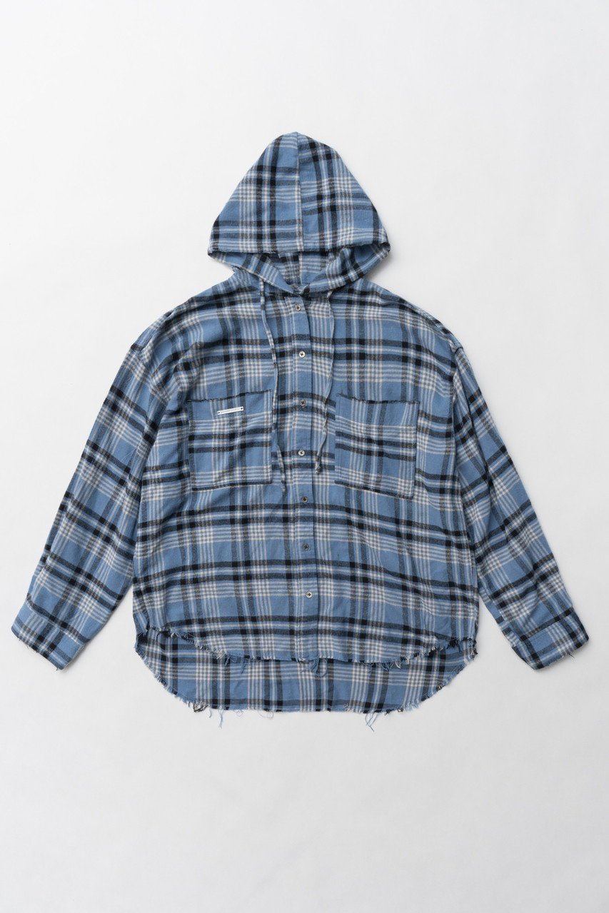 【プランク プロジェクト/PRANK PROJECT】のフーデッドチェックシャツ / Hooded Check Shirt インテリア・キッズ・メンズ・レディースファッション・服の通販 founy(ファニー) 　ファッション　Fashion　レディースファッション　WOMEN　トップス・カットソー　Tops/Tshirt　シャツ/ブラウス　Shirts/Blouses　2025年　2025　A/W・秋冬　Aw・Autumn/Winter・Fw・Fall-Winter　S/S・春夏　Ss・Spring/Summer　おすすめ　Recommend　とろみ　Thickness　インナー　Inner　ジャケット　Jacket　スリーブ　Sleeve　ダメージ　Damage　チェック　Check　ロング　Long　人気　Popularity　今季　This Season　夏　Summer　春　Spring　BLU(ブルー)|ID: prp329100004316386 ipo3291000000029937241