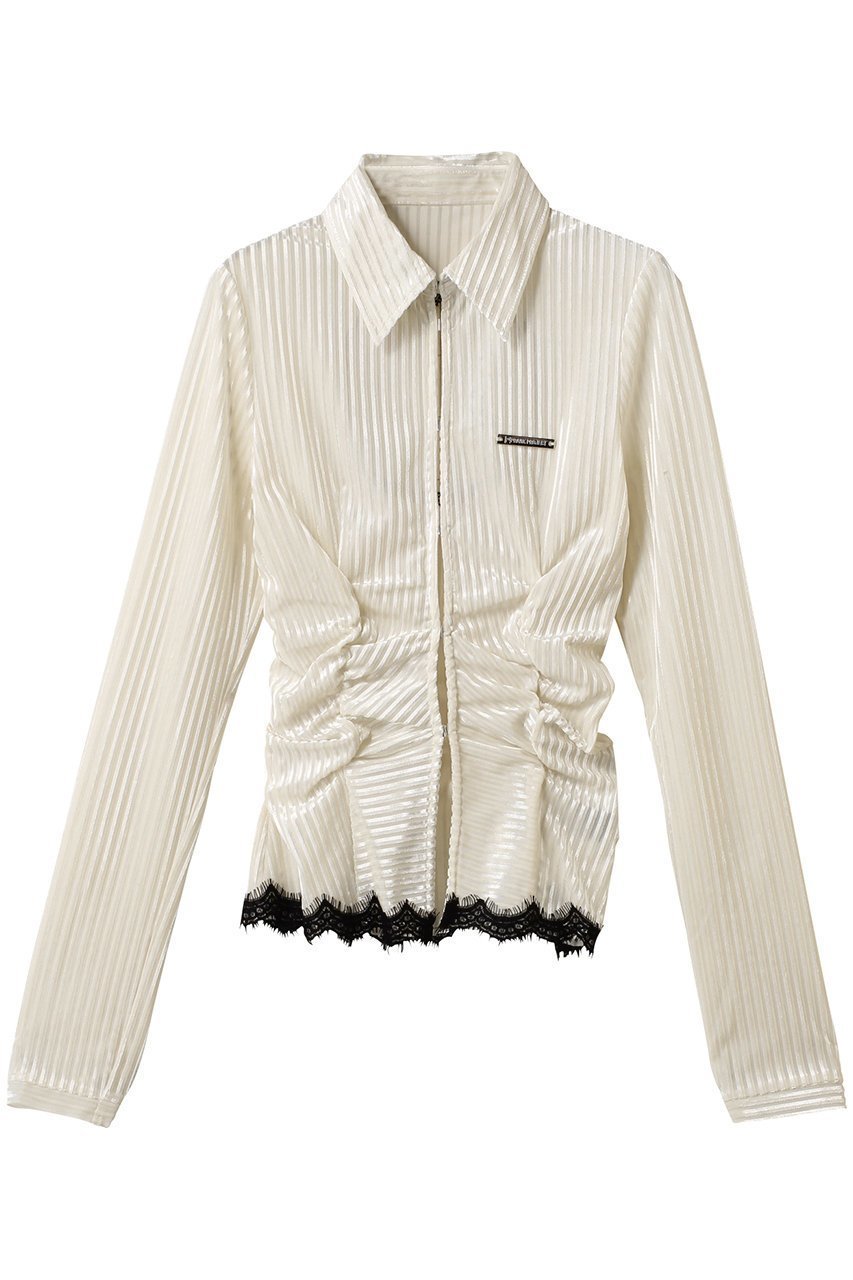 【プランク プロジェクト/PRANK PROJECT】のシアーベルベットシャツ / Sheer Velvet Shirt インテリア・キッズ・メンズ・レディースファッション・服の通販 founy(ファニー) 　ファッション　Fashion　レディースファッション　WOMEN　トップス・カットソー　Tops/Tshirt　シャツ/ブラウス　Shirts/Blouses　ロング / Tシャツ　T-Shirts　インナー　Inner　カッティング　Cutting　キャミソール　Camisole　コンパクト　Compact　シアー　Sheer　ジャケット　Jacket　ストライプ　Stripe　ストレッチ　Stretch　スリーブ　Sleeve　ベルベット　Velvet　ロング　Long　WHT(ホワイト)|ID: prp329100004316387 ipo3291000000031754197