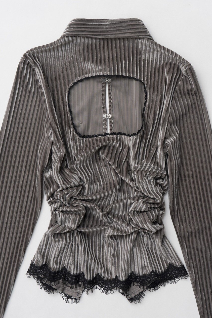 【プランク プロジェクト/PRANK PROJECT】のシアーベルベットシャツ / Sheer Velvet Shirt 人気、トレンドファッション・服の通販 founy(ファニー) 　ファッション　Fashion　レディースファッション　WOMEN　トップス・カットソー　Tops/Tshirt　シャツ/ブラウス　Shirts/Blouses　ロング / Tシャツ　T-Shirts　インナー　Inner　カッティング　Cutting　キャミソール　Camisole　コンパクト　Compact　シアー　Sheer　ジャケット　Jacket　ストライプ　Stripe　ストレッチ　Stretch　スリーブ　Sleeve　ベルベット　Velvet　ロング　Long　other-7|ID: prp329100004316387 ipo3291000000031874355