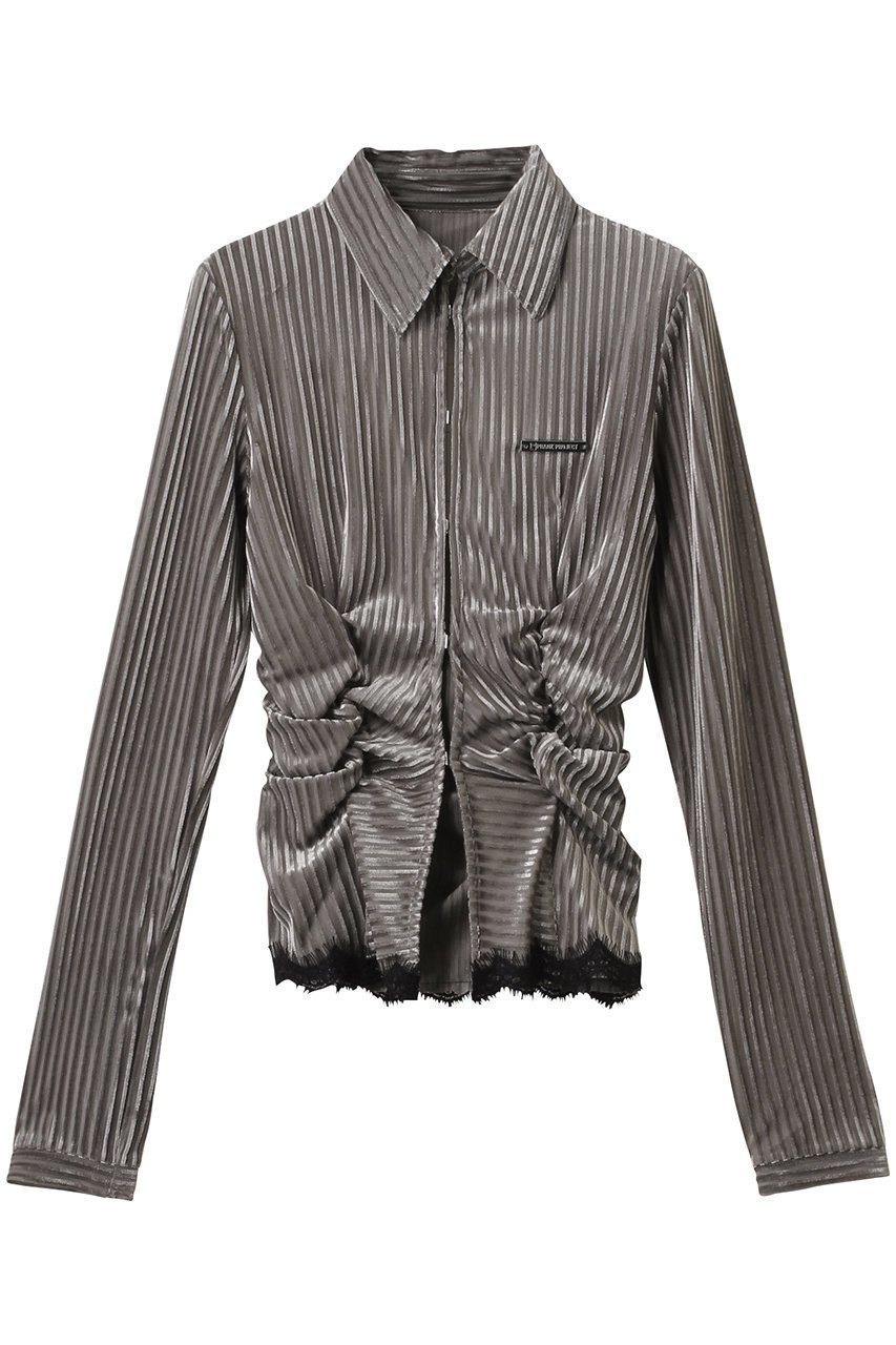 【プランク プロジェクト/PRANK PROJECT】のシアーベルベットシャツ / Sheer Velvet Shirt インテリア・キッズ・メンズ・レディースファッション・服の通販 founy(ファニー) 　ファッション　Fashion　レディースファッション　Fashion for Women　トップス・カットソー　Cut & Sew Tops　シャツ・ブラウス・オフィスカジュアル　Elegant Blouses & Button-Ups　ロングTシャツ・Tシャツ　Longline T-Shirts & Tees　インナー　Innerwear　カッティング　Cutting Detail　キャミソール　Camisole, Spaghetti Strap Top　コンパクト　Compact, Small Size　シアー　Sheer, See-Through　ジャケット　Jacket, Outerwear　ストライプ　Stripe, Striped Pattern　ストレッチ　Stretch, Stretchy Fabric　スリーブ　Sleeve, Long Sleeve / Short Sleeve　ベルベット　Velvet, Velvety　ロング　Long, Long-Length　GRY(グレー)|ID: prp329100004316387 ipo3291000000032880899