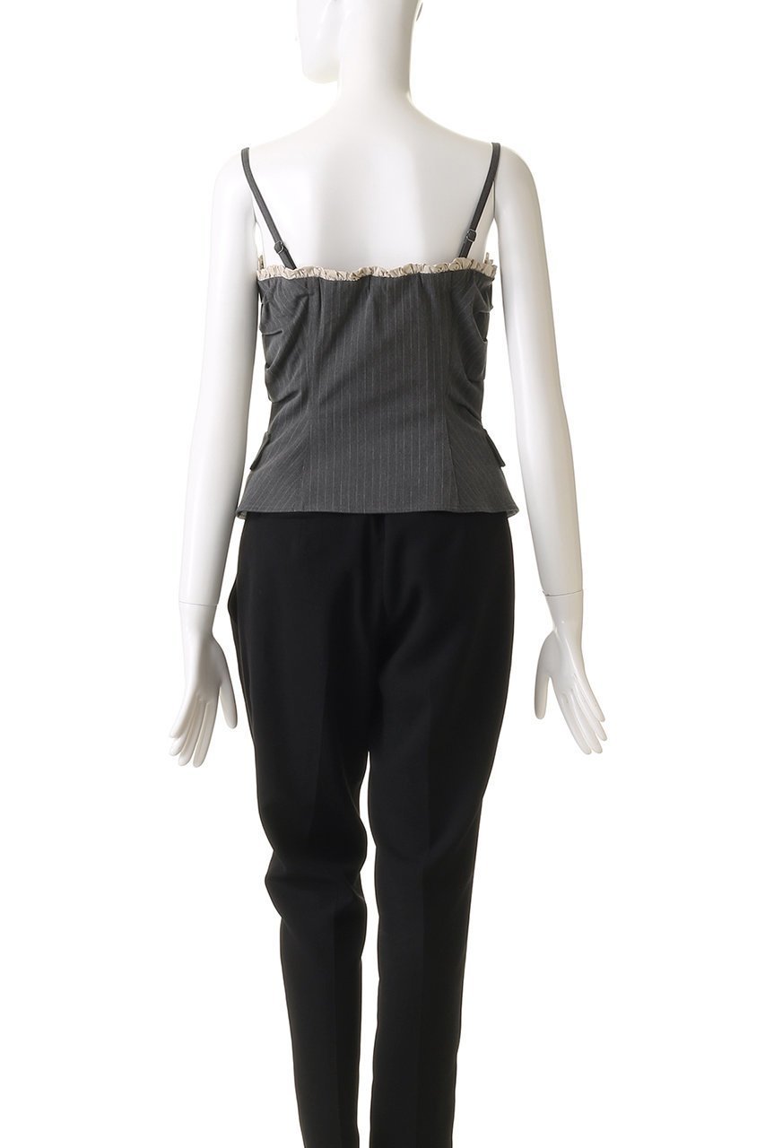 【プランク プロジェクト/PRANK PROJECT】のラッフルレイヤードビスチェ / Ruffled Layered Bustier 人気、トレンドファッション・服の通販 founy(ファニー) 　ファッション　Fashion　レディースファッション　Fashion for Women　トップス・カットソー　Cut & Sew Tops　キャミソール&ノースリーブ　Camisoles & Sleeveless Tops　シャツ・ブラウス・オフィスカジュアル　Elegant Blouses & Button-Ups　ビスチェ　Bustiers & Corset Tops / Layered Bustier Style　クラシカル　Classical, Vintage-Inspired　ジップ　Zip, Zipper　ジャケット　Jacket, Outerwear　ストライプ　Stripe, Striped Pattern　タフタ　Taffeta, Structured Fabric　トレンド　Trend, Trending Now　ノースリーブ　Sleeveless, No-Sleeve　ビスチェ　Bustier, Corset Top　フィット　Fit, Slim Fit　フロント　Front, Front Design　ラッフル　Ruffle, Frill　ラップ　Wrap, Wrap Design　ランダム　Random, Irregular　エレガント 上品　Elegant　other-4|ID: prp329100004316388 ipo3291000000032879141