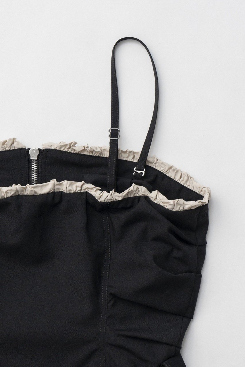 【プランク プロジェクト/PRANK PROJECT】のラッフルレイヤードビスチェ / Ruffled Layered Bustier 人気、トレンドファッション・服の通販 founy(ファニー) 　ファッション　Fashion　レディースファッション　Fashion for Women　トップス・カットソー　Cut & Sew Tops　キャミソール&ノースリーブ　Camisoles & Sleeveless Tops　シャツ・ブラウス・オフィスカジュアル　Elegant Blouses & Button-Ups　ビスチェ　Bustiers & Corset Tops / Layered Bustier Style　クラシカル　Classical, Vintage-Inspired　ジップ　Zip, Zipper　ジャケット　Jacket, Outerwear　ストライプ　Stripe, Striped Pattern　タフタ　Taffeta, Structured Fabric　トレンド　Trend, Trending Now　ノースリーブ　Sleeveless, No-Sleeve　ビスチェ　Bustier, Corset Top　フィット　Fit, Slim Fit　フロント　Front, Front Design　ラッフル　Ruffle, Frill　ラップ　Wrap, Wrap Design　ランダム　Random, Irregular　エレガント 上品　Elegant　other-5|ID: prp329100004316388 ipo3291000000035689074