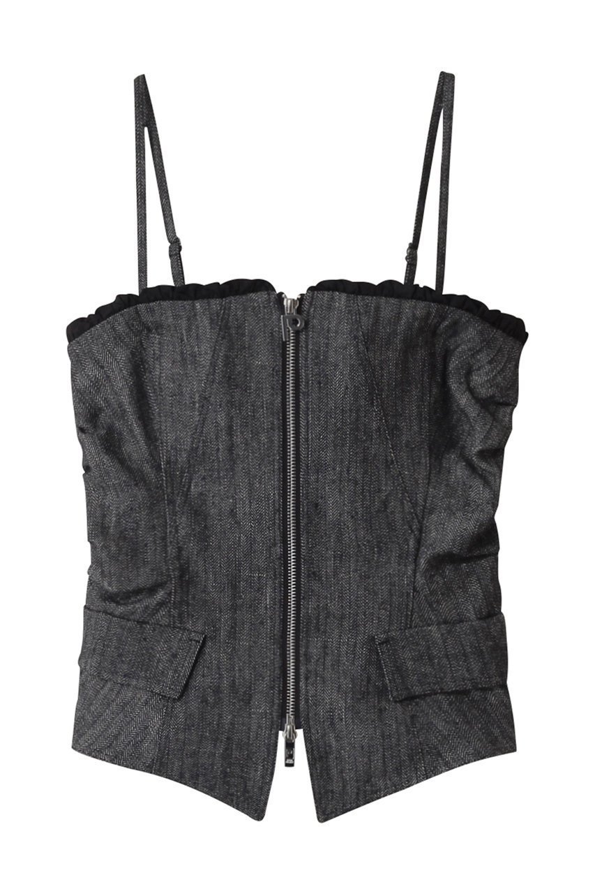 【プランク プロジェクト/PRANK PROJECT】のラッフルレイヤードビスチェ / Ruffled Layered Bustier インテリア・キッズ・メンズ・レディースファッション・服の通販 founy(ファニー) 　ファッション　Fashion　レディースファッション　Fashion for Women　トップス・カットソー　Cut & Sew Tops　キャミソール&ノースリーブ　Camisoles & Sleeveless Tops　シャツ・ブラウス・オフィスカジュアル　Elegant Blouses & Button-Ups　ビスチェ　Bustiers & Corset Tops / Layered Bustier Style　クラシカル　Classical, Vintage-Inspired　ジップ　Zip, Zipper　ジャケット　Jacket, Outerwear　ストライプ　Stripe, Striped Pattern　タフタ　Taffeta, Structured Fabric　トレンド　Trend, Trending Now　ノースリーブ　Sleeveless, No-Sleeve　ビスチェ　Bustier, Corset Top　フィット　Fit, Slim Fit　フロント　Front, Front Design　ラッフル　Ruffle, Frill　ラップ　Wrap, Wrap Design　ランダム　Random, Irregular　エレガント 上品　Elegant　MLT(マルチカラー)|ID: prp329100004316388 ipo3291000000036398042