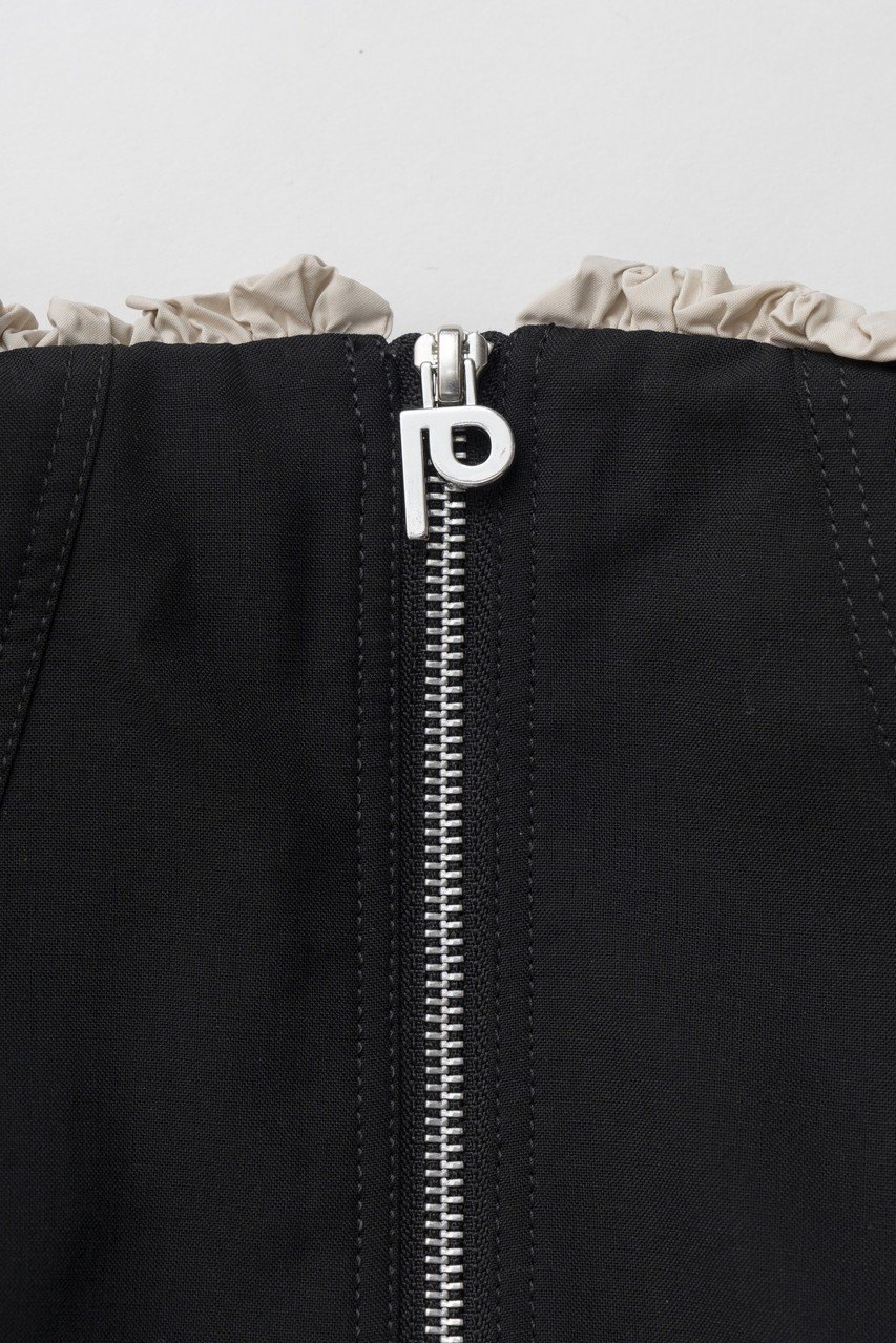 【プランク プロジェクト/PRANK PROJECT】のラッフルレイヤードビスチェ / Ruffled Layered Bustier 人気、トレンドファッション・服の通販 founy(ファニー) 　ファッション　Fashion　レディースファッション　Fashion for Women　トップス・カットソー　Cut & Sew Tops　キャミソール&ノースリーブ　Camisoles & Sleeveless Tops　シャツ・ブラウス・オフィスカジュアル　Elegant Blouses & Button-Ups　ビスチェ　Bustiers & Corset Tops / Layered Bustier Style　クラシカル　Classical, Vintage-Inspired　ジップ　Zip, Zipper　ジャケット　Jacket, Outerwear　ストライプ　Stripe, Striped Pattern　タフタ　Taffeta, Structured Fabric　トレンド　Trend, Trending Now　ノースリーブ　Sleeveless, No-Sleeve　ビスチェ　Bustier, Corset Top　フィット　Fit, Slim Fit　フロント　Front, Front Design　ラッフル　Ruffle, Frill　ラップ　Wrap, Wrap Design　ランダム　Random, Irregular　エレガント 上品　Elegant　other-3|ID: prp329100004316388 ipo3291000000036512049