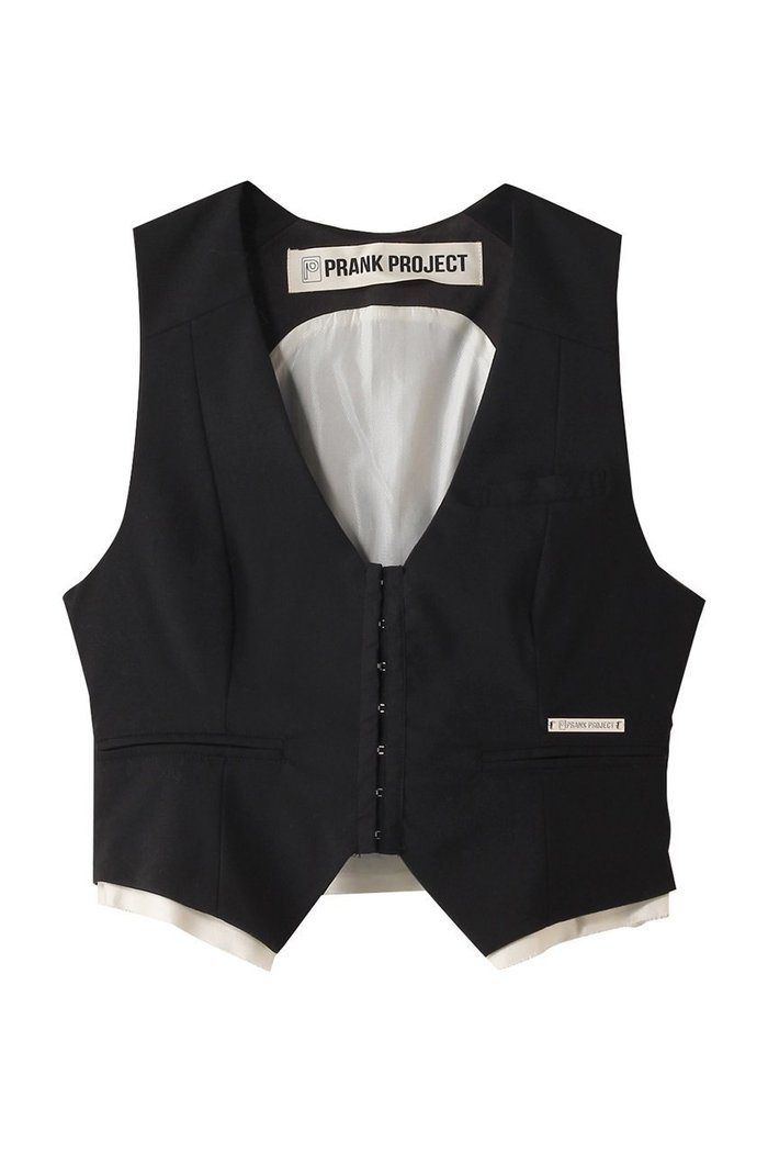 【プランク プロジェクト/PRANK PROJECT】のスーチングタイニーベスト / Suiting Tiny Vest インテリア・キッズ・メンズ・レディースファッション・服の通販 founy(ファニー) https://founy.com/ ファッション Fashion レディースファッション Fashion for Women アウター Coat / Outerwear Collection レディースジャケット・軽アウター Jackets おすすめ Recommended / Our Picks インナー Innerwear コンパクト Compact, Small Size サテン Satin, Glossy Fabric ジャケット Jacket, Outerwear セットアップ Set-Up, Coordinated Outfit ノースリーブ Sleeveless, No-Sleeve フロント Front, Front Design ベスト Vest, Waistcoat エレガント 上品 Elegant 夏 Summer |ID: prp329100004316390 ipo3291000000036140939
