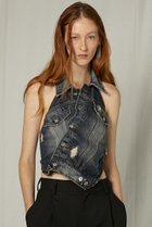 【プランク プロジェクト/PRANK PROJECT】のアシメラップデニムベスト / Asymmetric Wrap Denim Vest BLK(ブラック)|ID:prp329100004316392